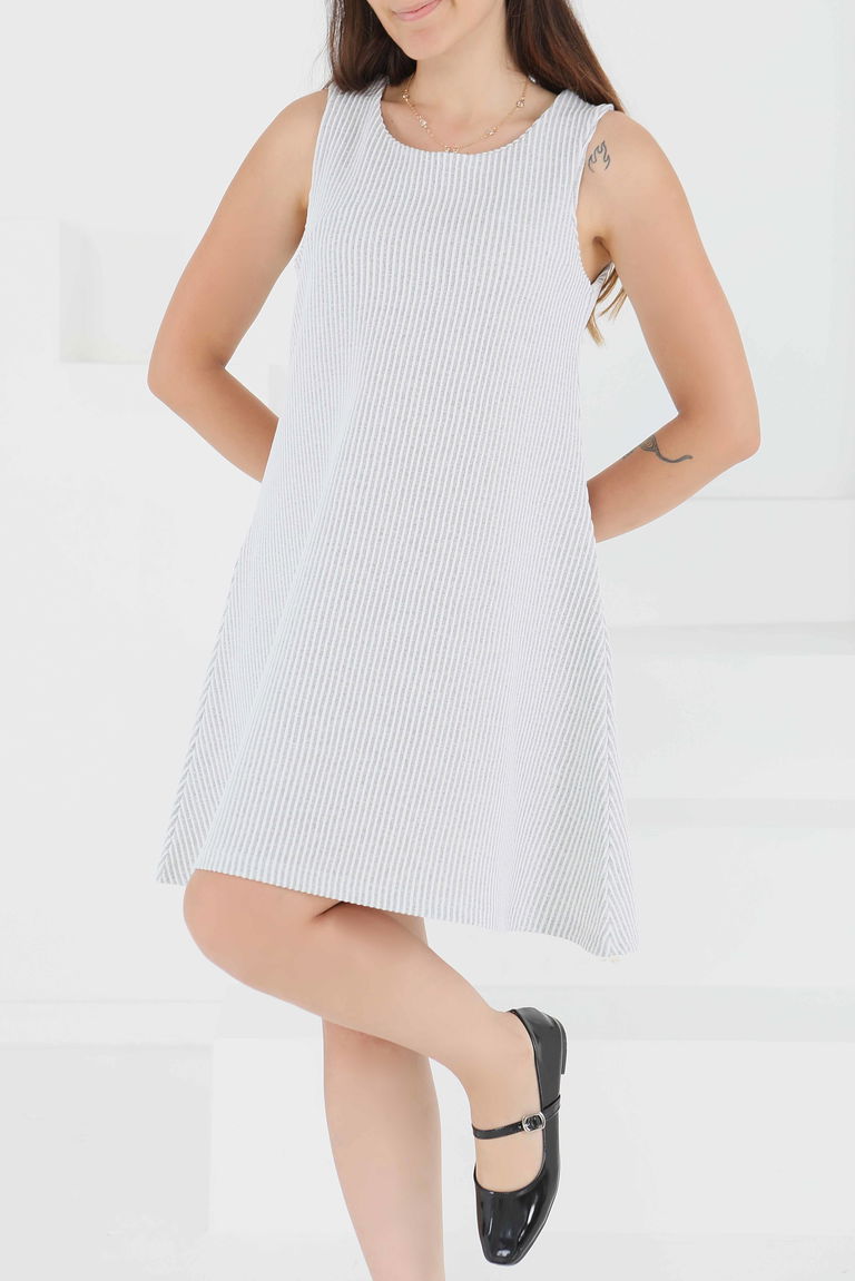 Su Yolu Fermuarlı Elbise - 27502 - TOFİSA