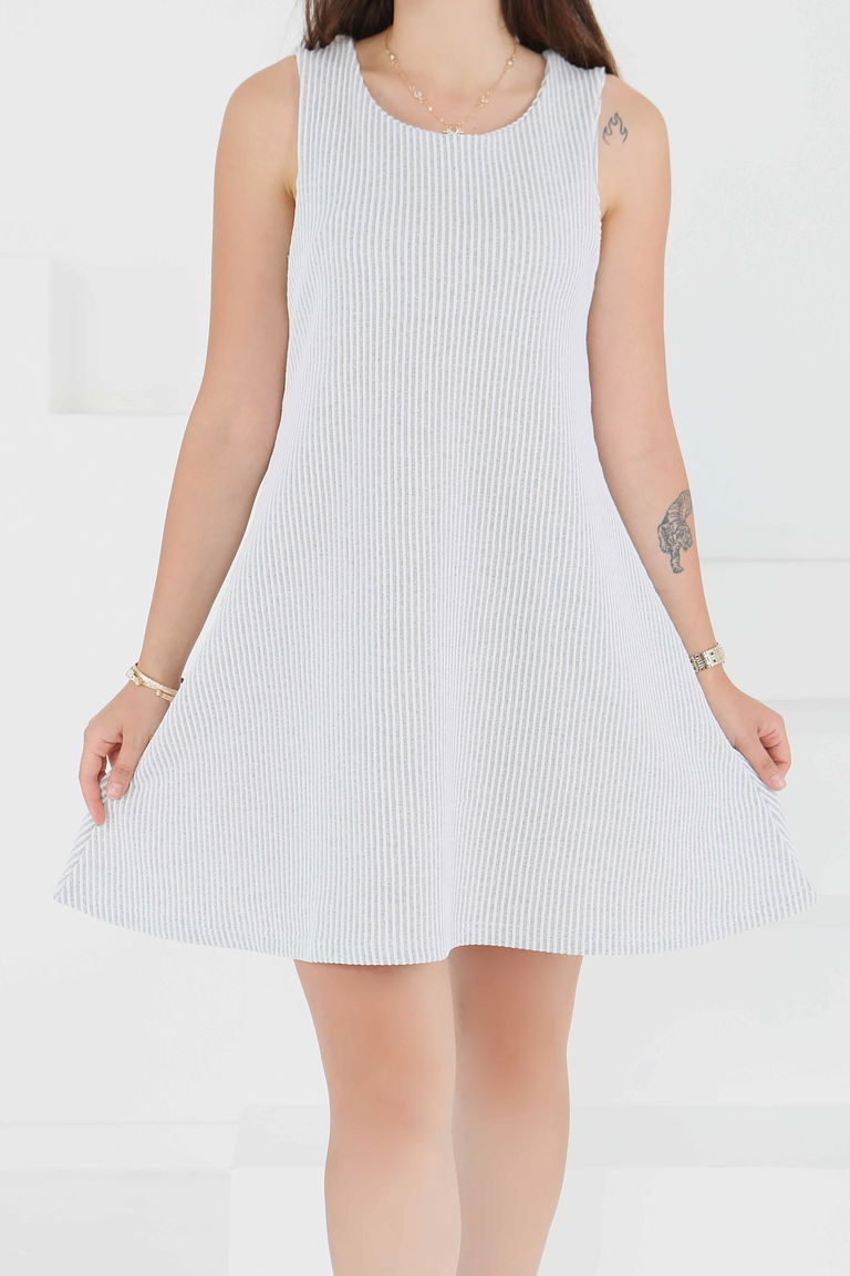 Su Yolu Fermuarlı Elbise - 27502 - TOFİSA