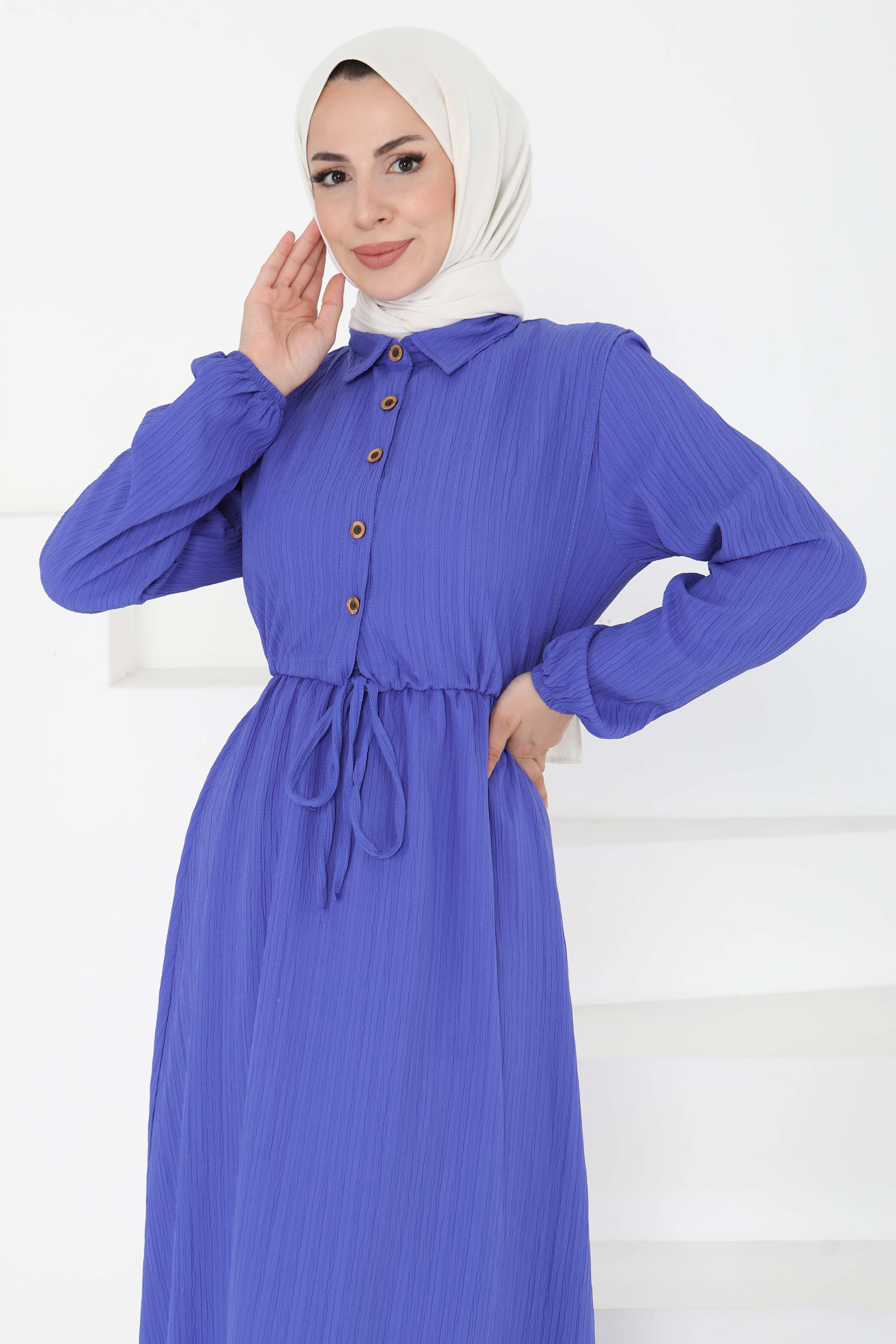 Süveterli Elbise Takım Saks - 27192 - 3