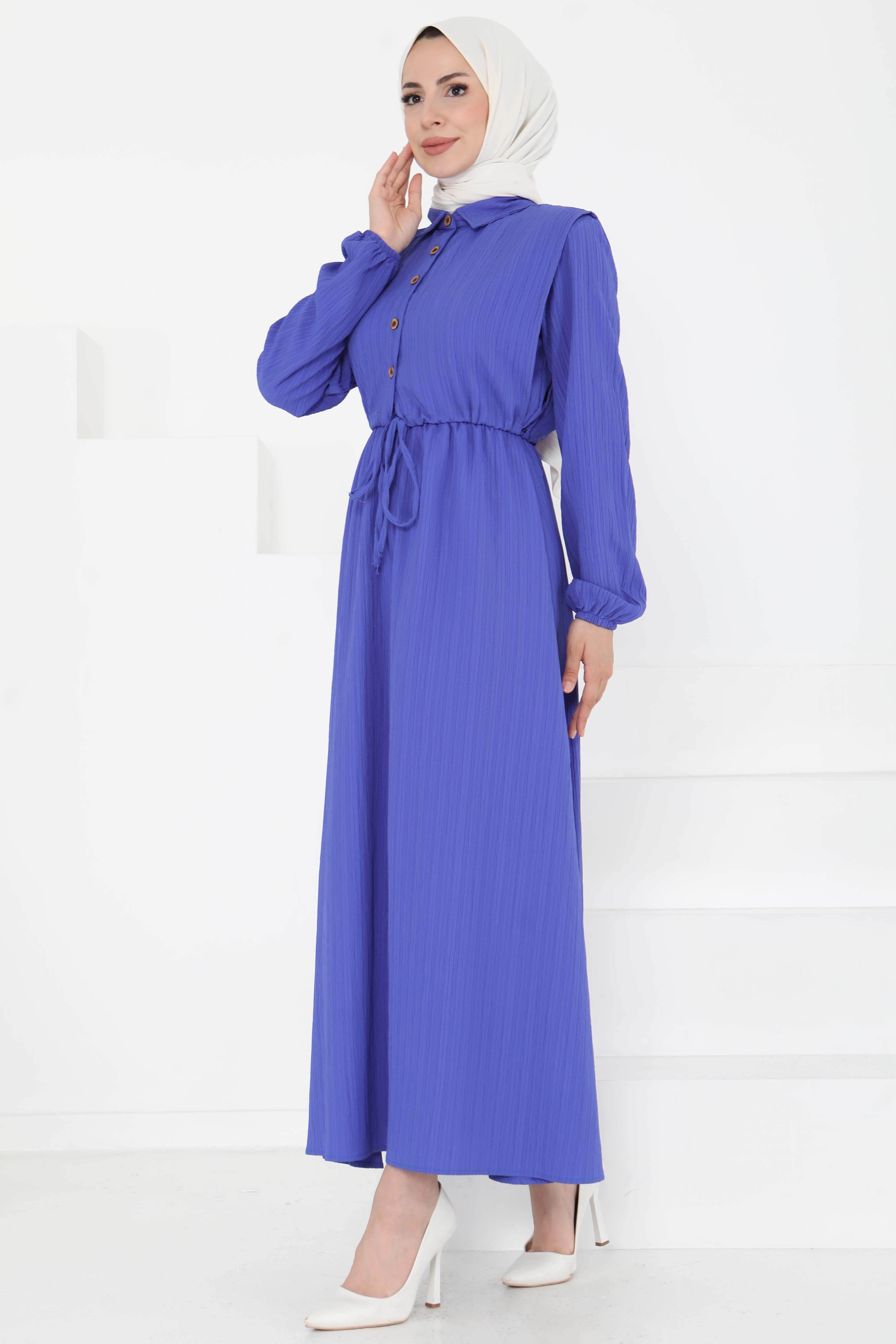 Süveterli Elbise Takım Saks - 27192 - 4