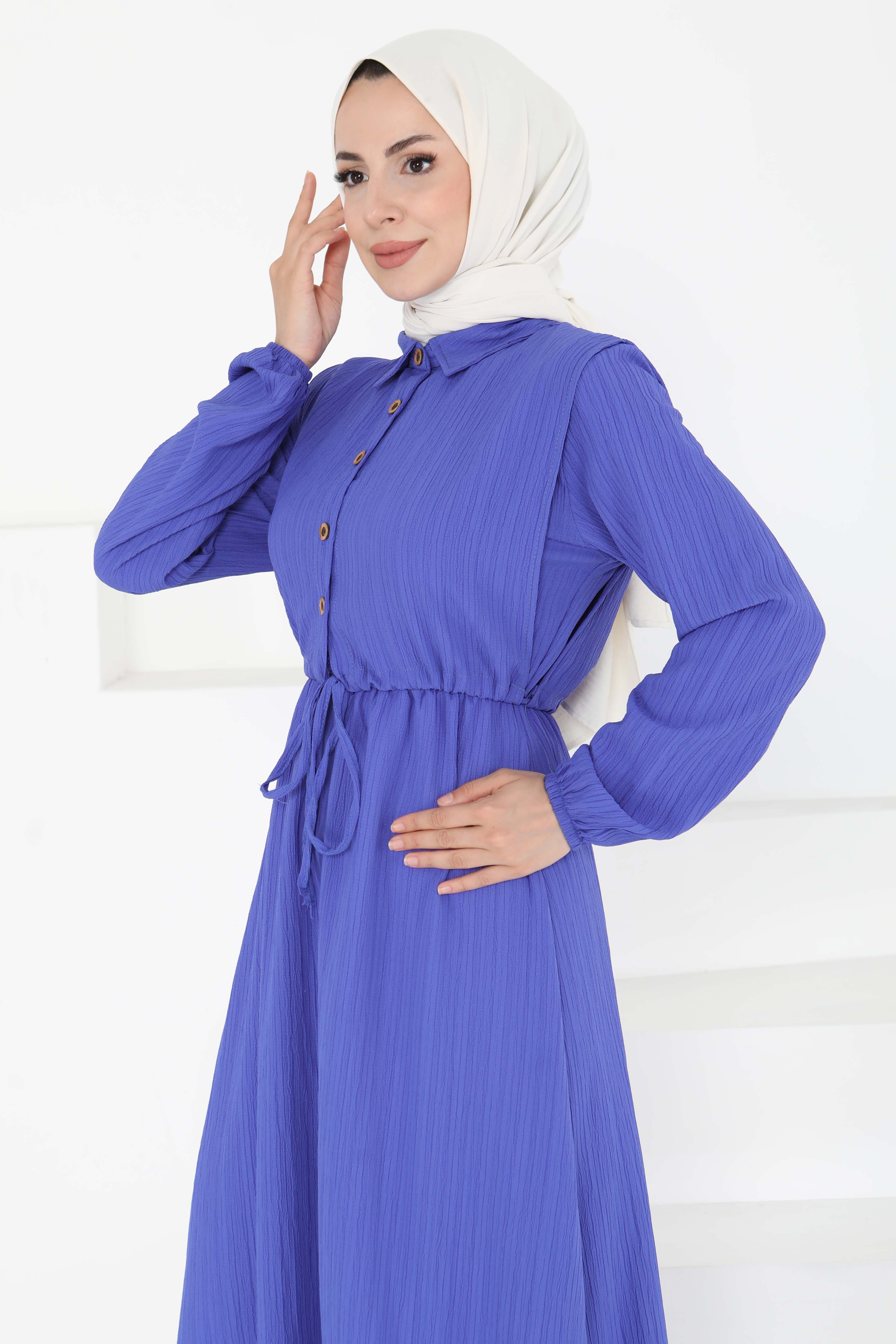 Süveterli Elbise Takım Saks - 27192 - 5