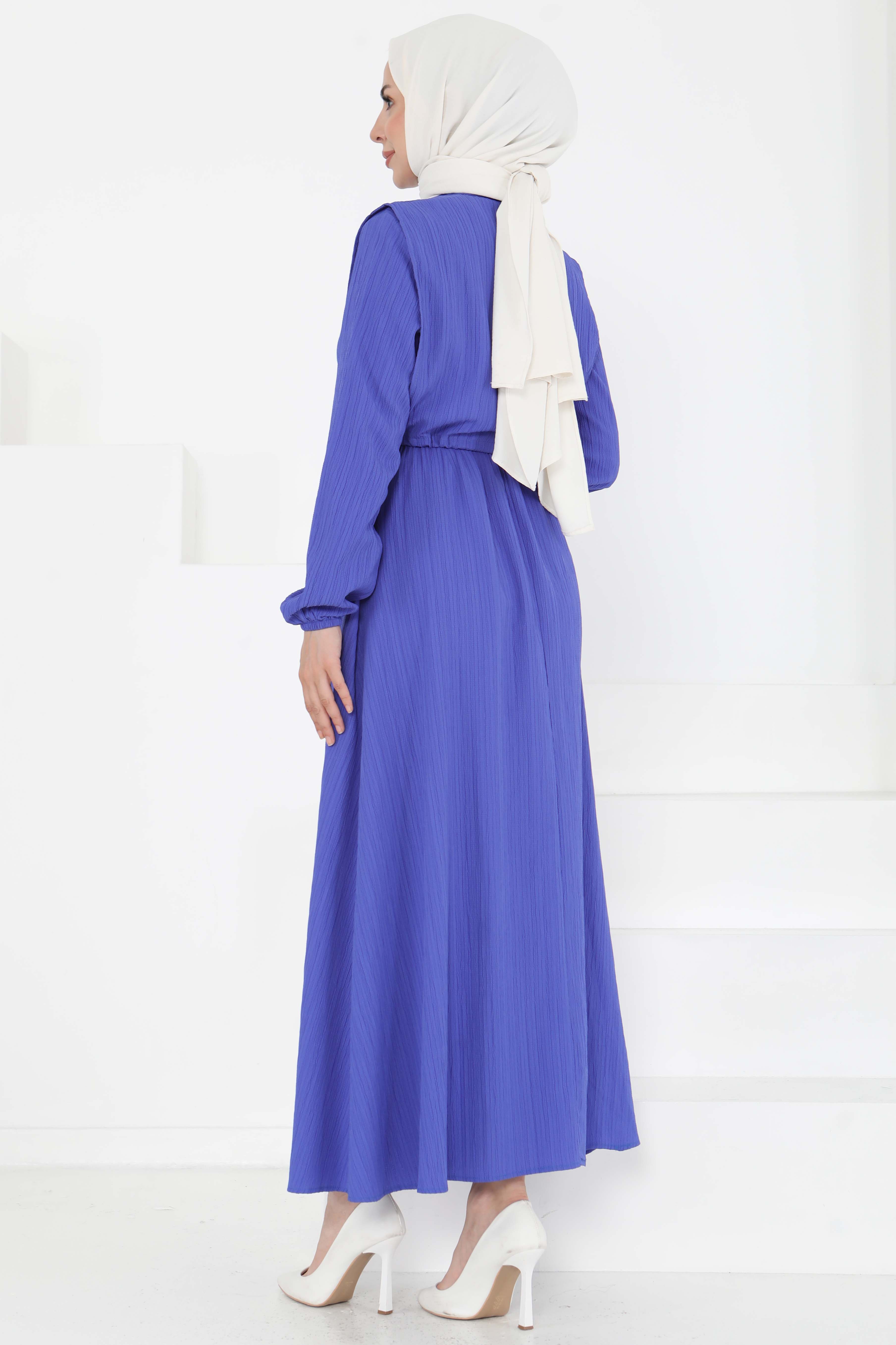 Süveterli Elbise Takım Saks - 27192 - 7