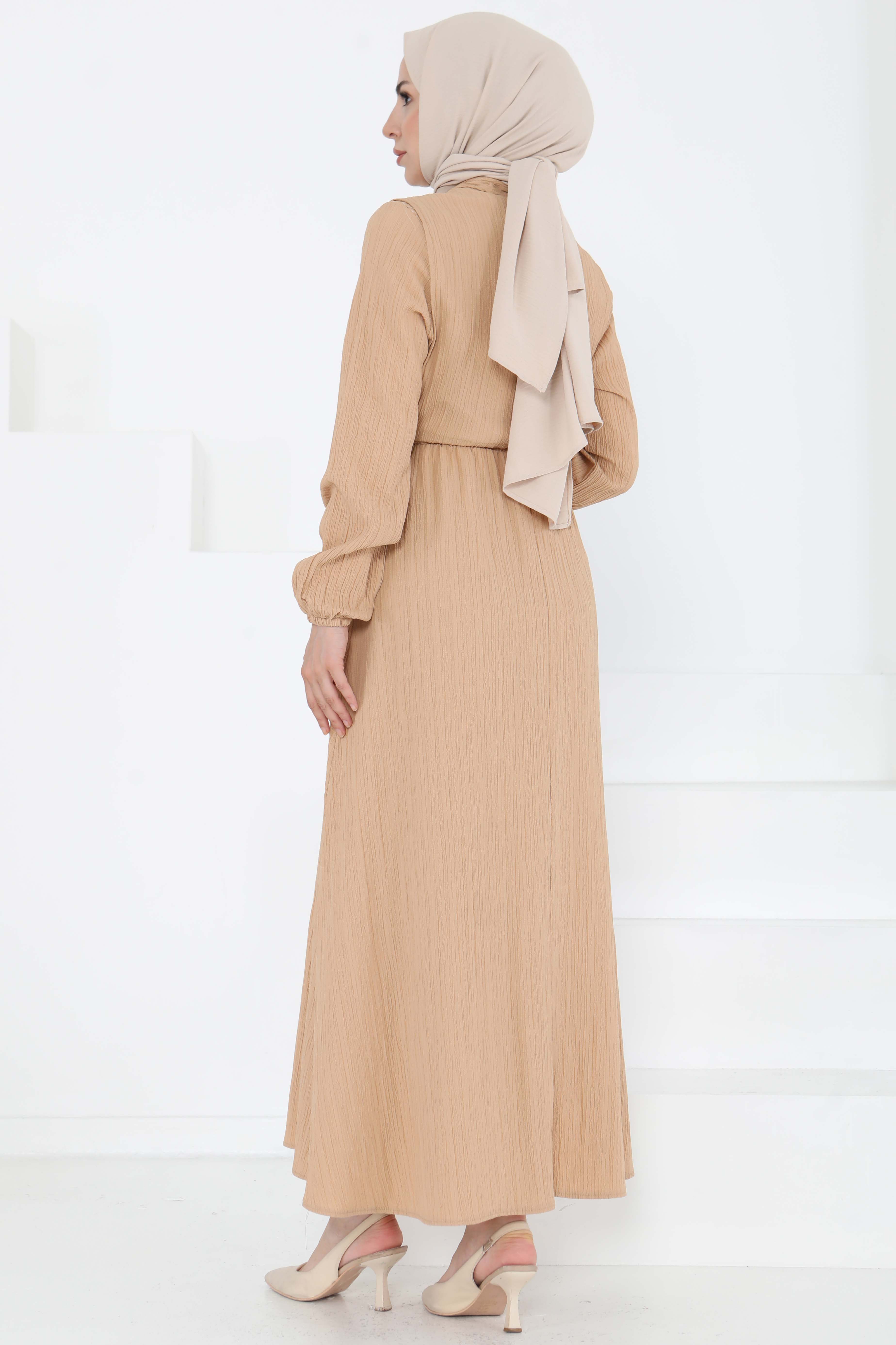 Süveterli Elbise Takım Vizon - 27192 - 6