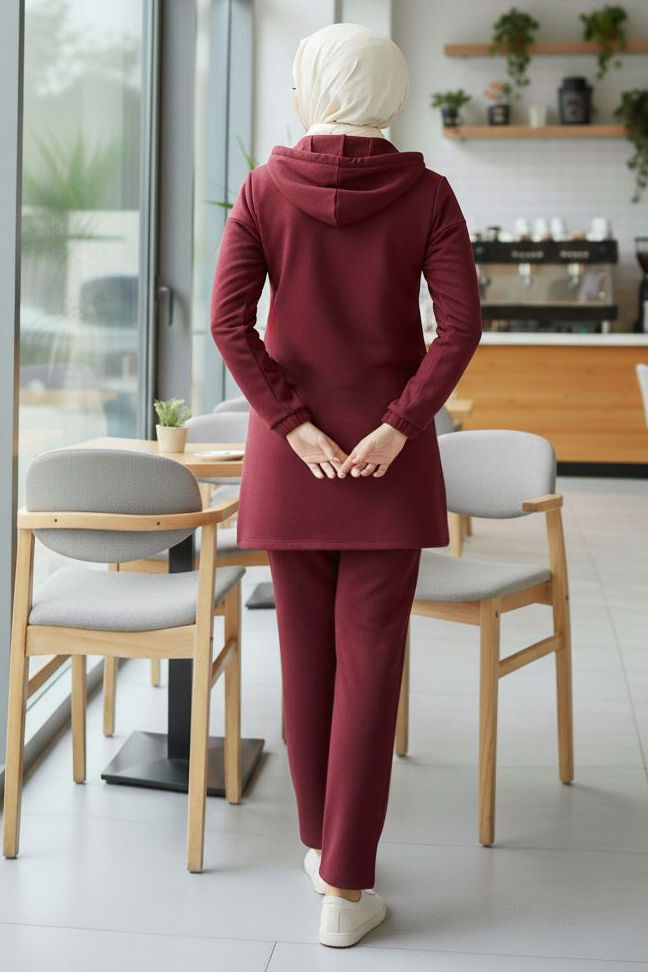 Taş Detaylı Bileği Lastikli Modal İkili Takım - 1001-BORDO - 3