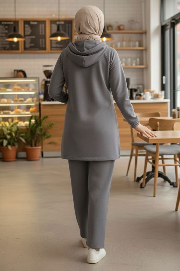 Taş Detaylı Bileği Lastikli Modal İkili Takım - 1001-FUME - TOFİSA