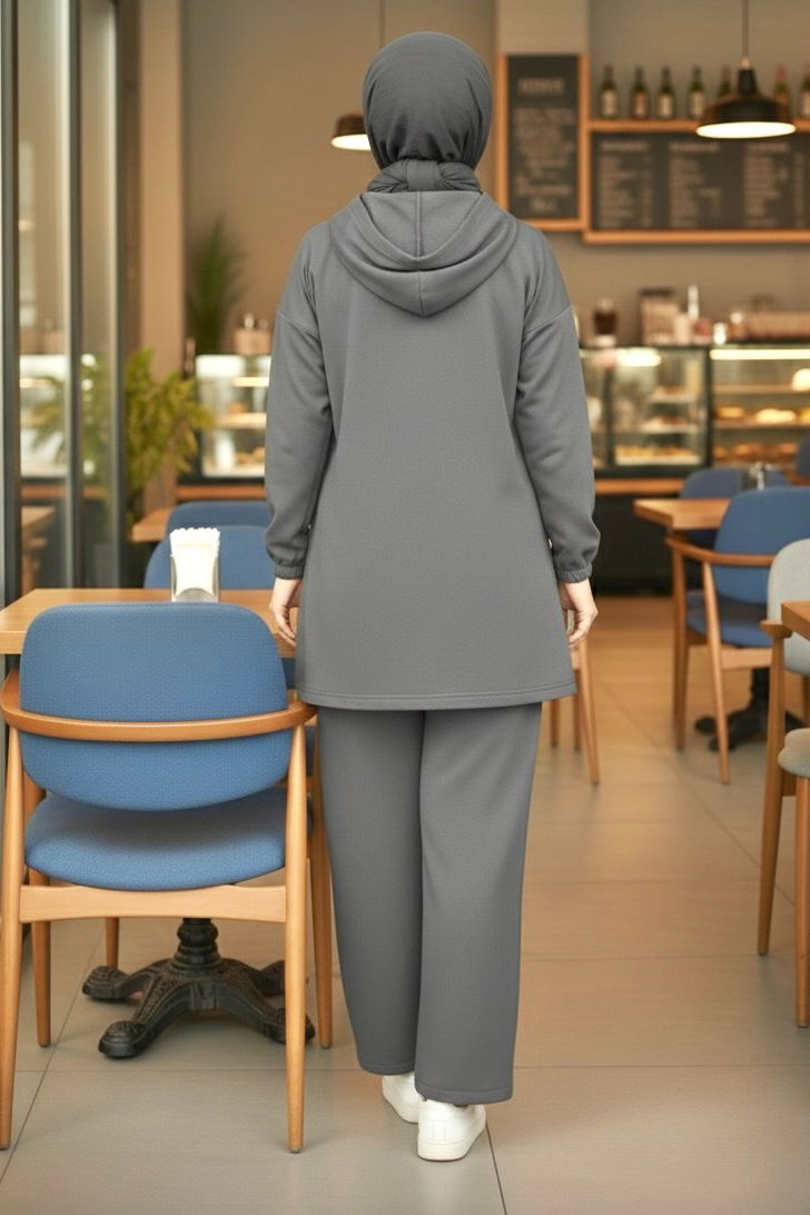 Taş Detaylı Bileği Lastikli Modal İkili Takım - 1001-FUME - TOFİSA