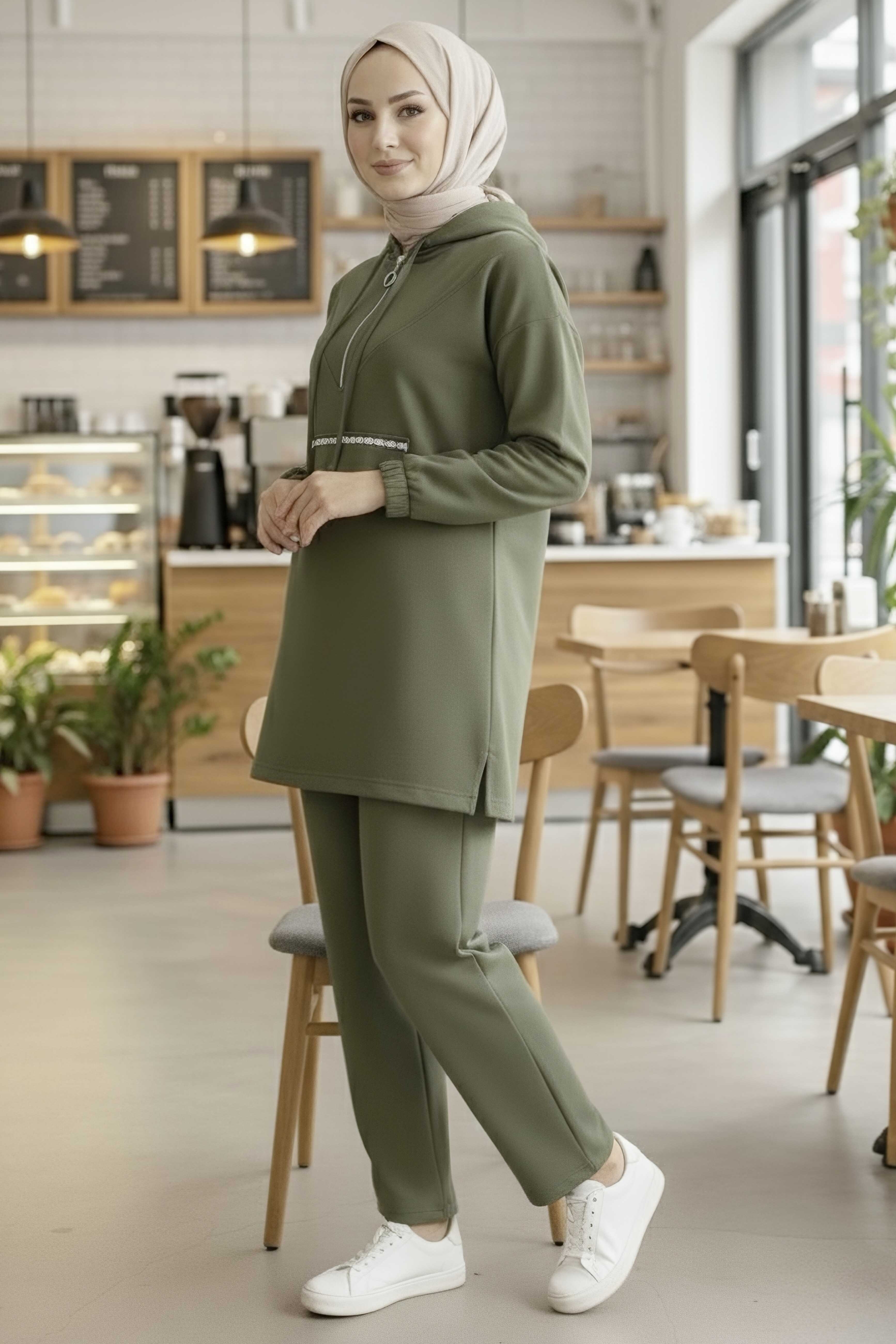 Taş Detaylı Bileği Lastikli Modal İkili Takım - 1001-HAKI - 2