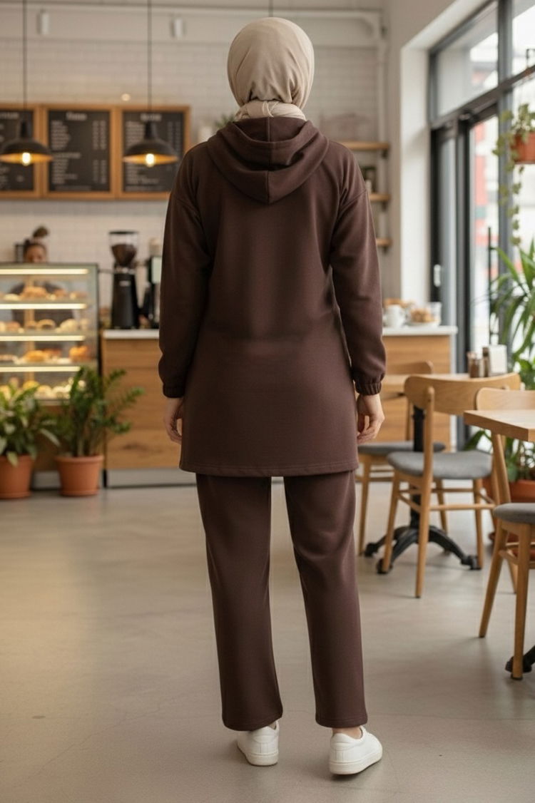 Taş Detaylı Bileği Lastikli Modal İkili Takım - 1001-KAHVE - 3