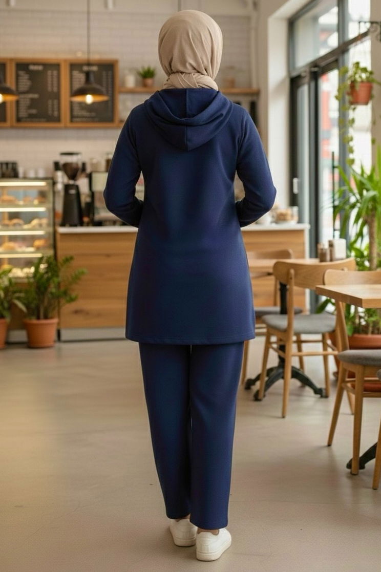 Taş Detaylı Bileği Lastikli Modal İkili Takım - 1001-LACIVERT - 3