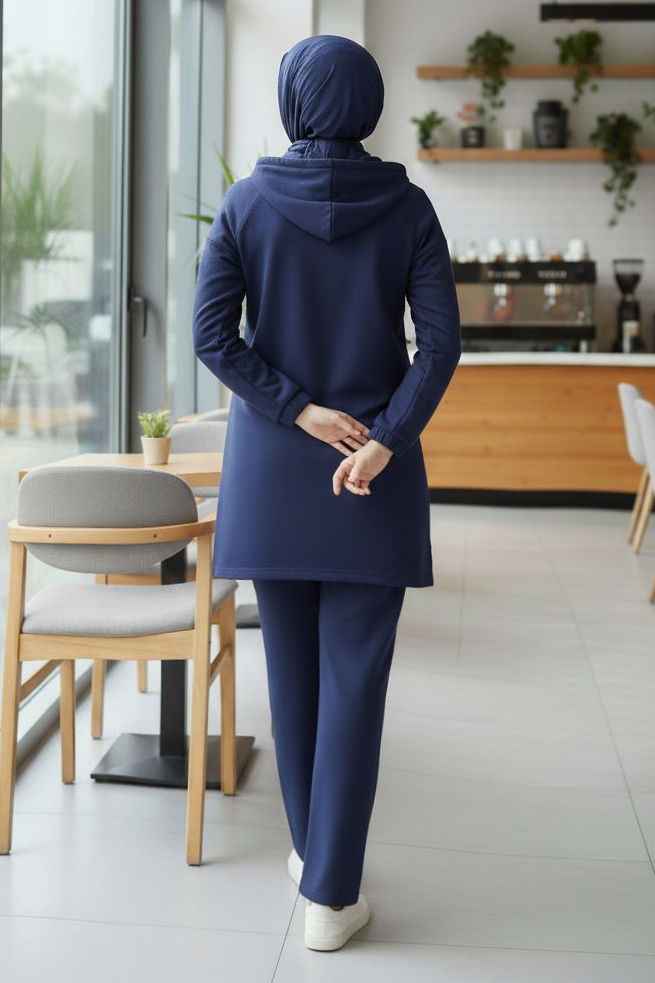 Taş Detaylı Bileği Lastikli Modal İkili Takım - 1001-LACIVERT - 3