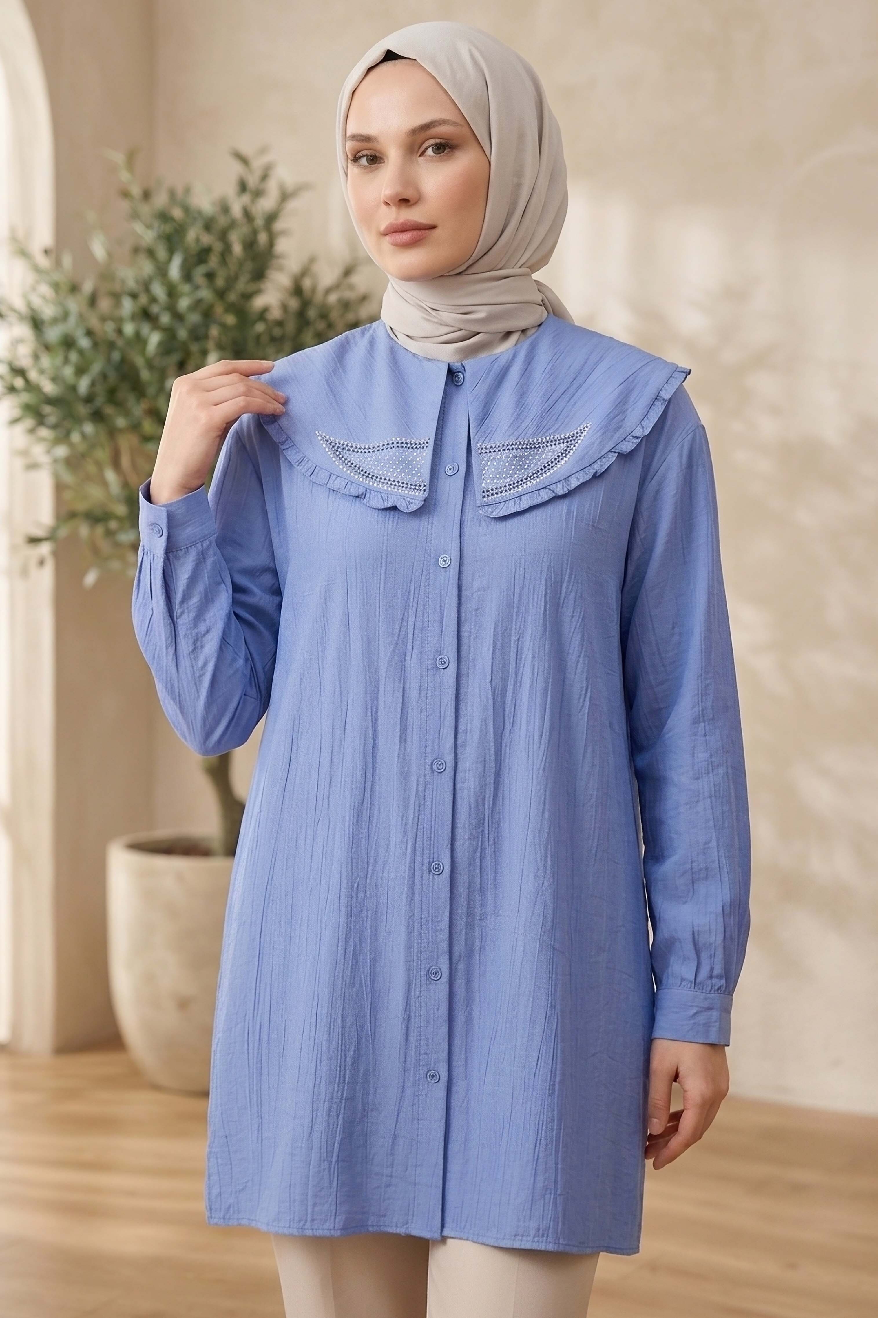Taş Detaylı Çilek Tunik Bebe Mavi - 1326-BEBE-MAVI - 2