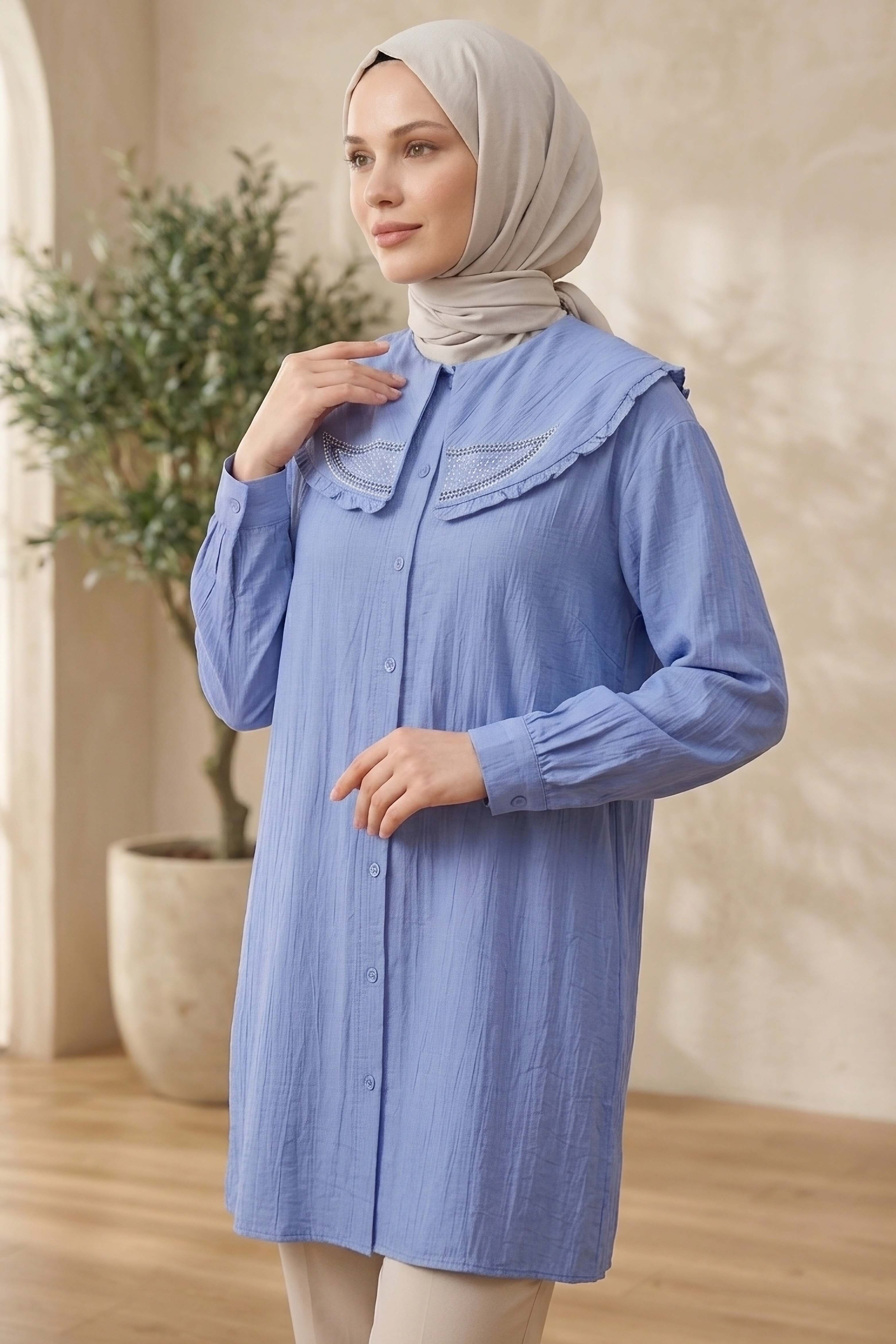 Taş Detaylı Çilek Tunik Bebe Mavi - 1326-BEBE-MAVI - 3