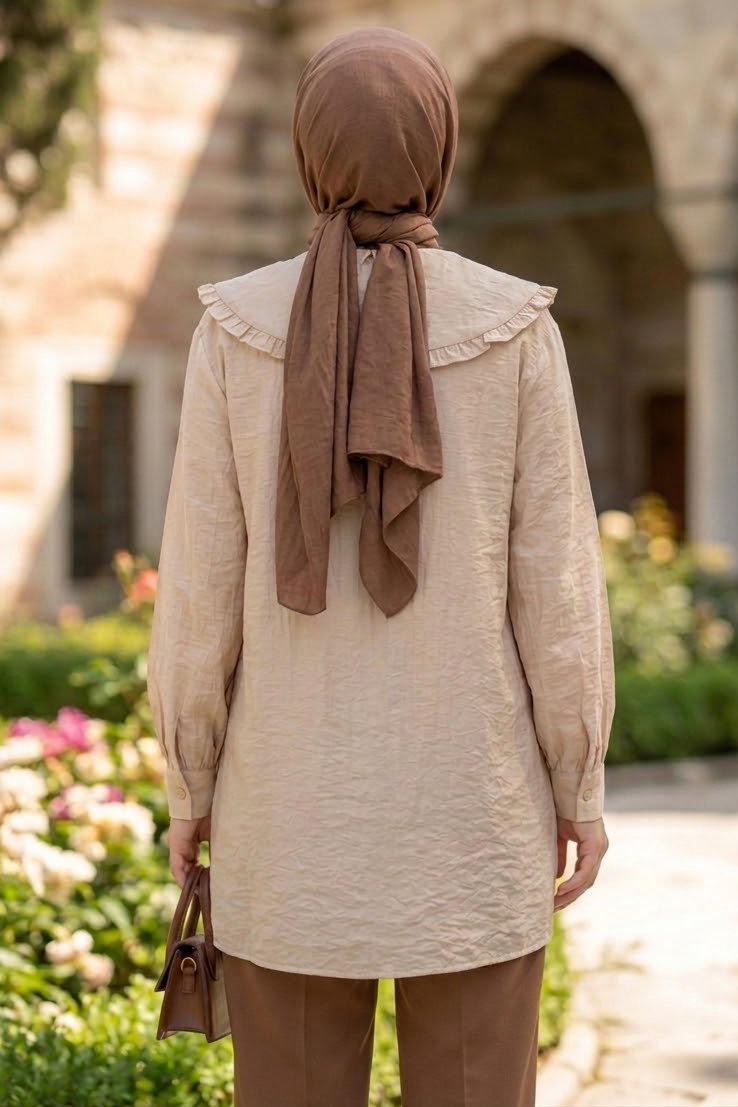Taş Detaylı Çilek Tunik Bej - 1326-BEJ - 3