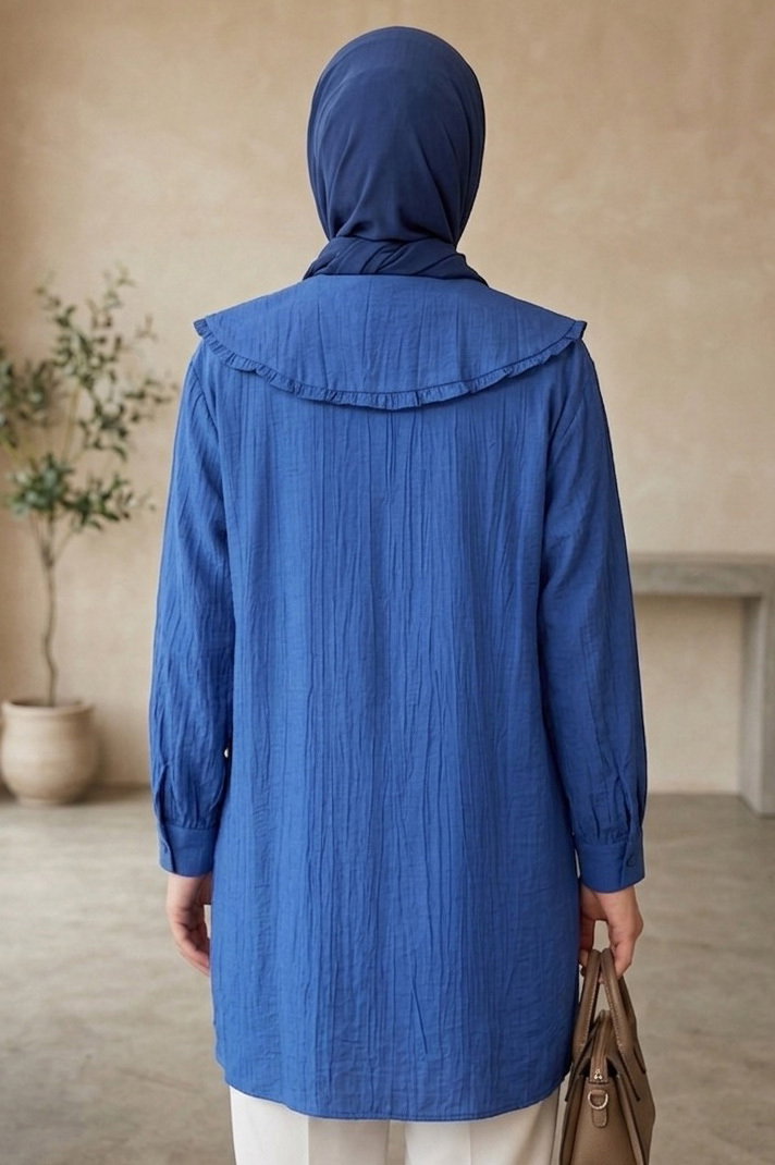 Taş Detaylı Çilek Tunik Indigo - 1326-INDIGO - 3