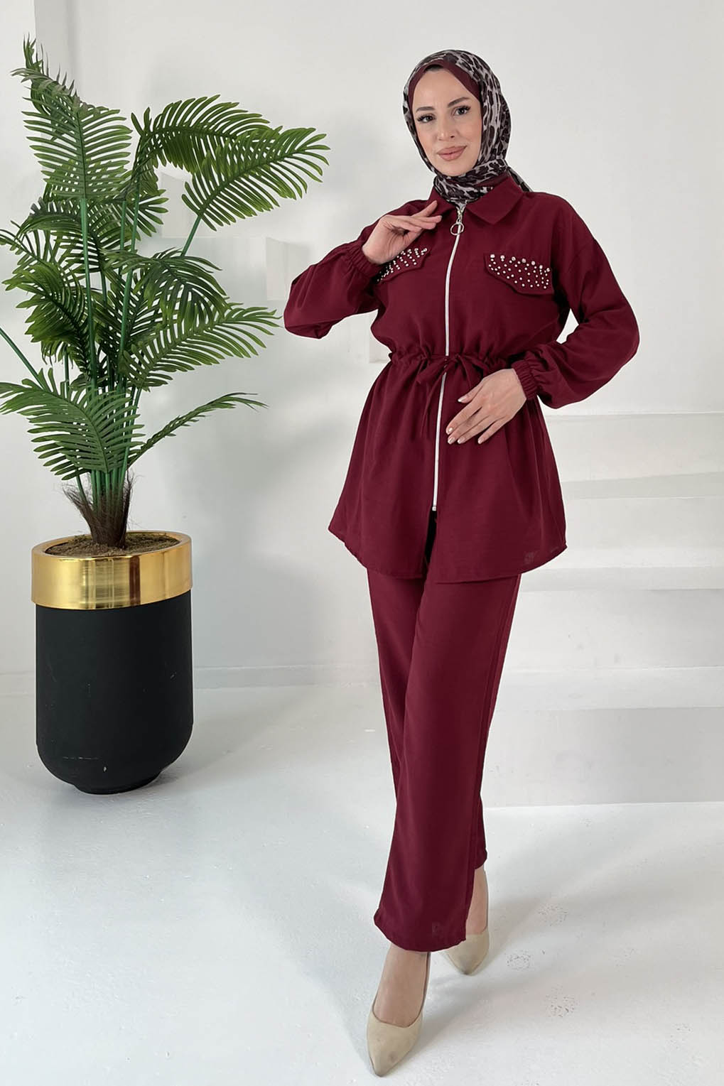 Taş Detaylı İkili Takım - 27007 - 1
