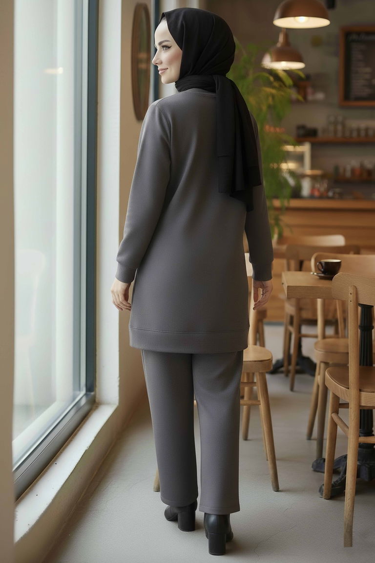 Taş Detaylı Modal İkili Takım - 28045-FUME - TOFİSA