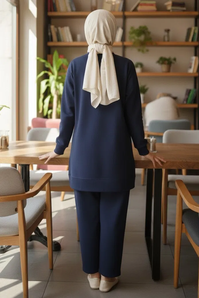 Taş Detaylı Modal İkili Takım - 28045-LACIVERT - TOFİSA