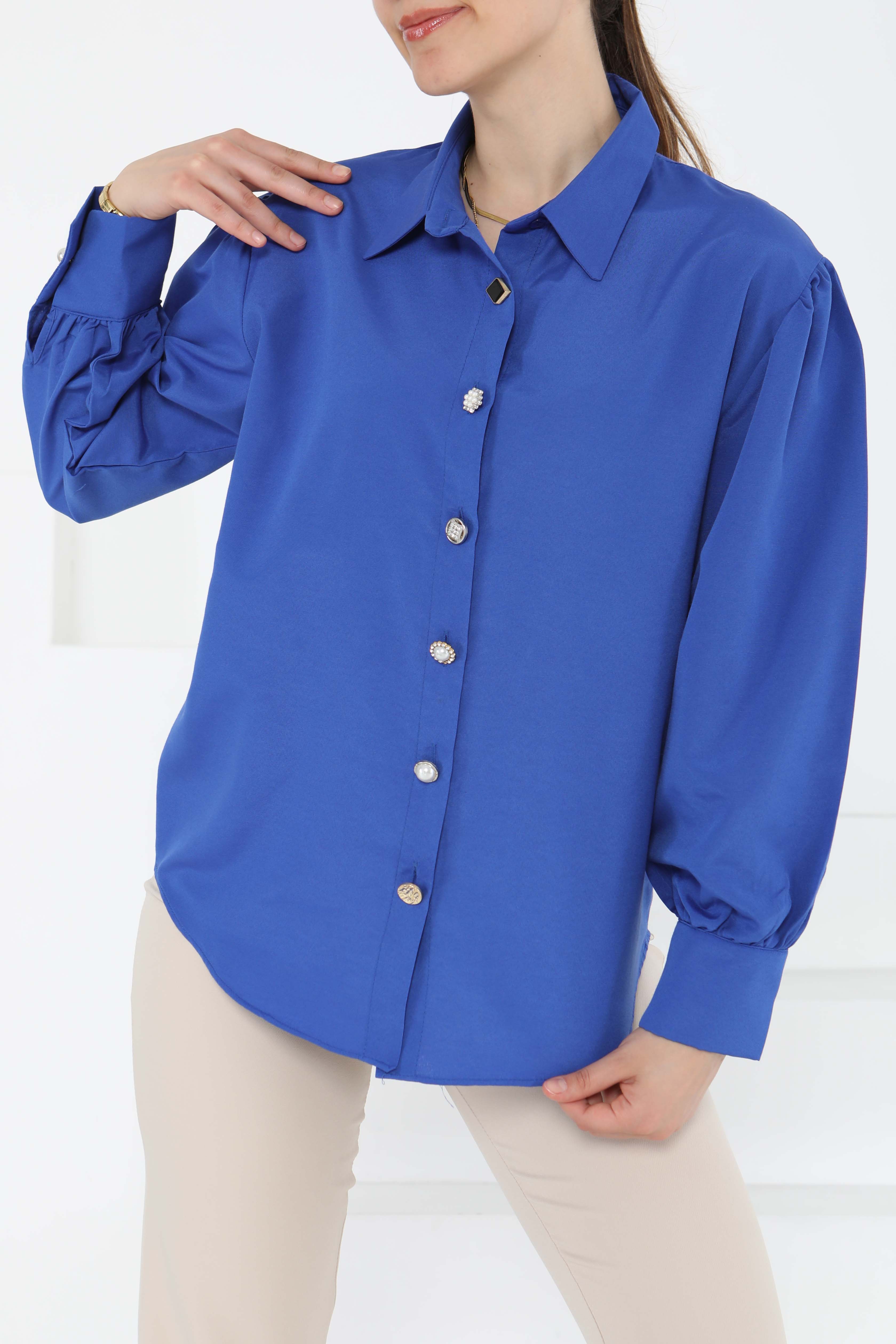 Taş Düğmeli Gömlek - 27245 - 1