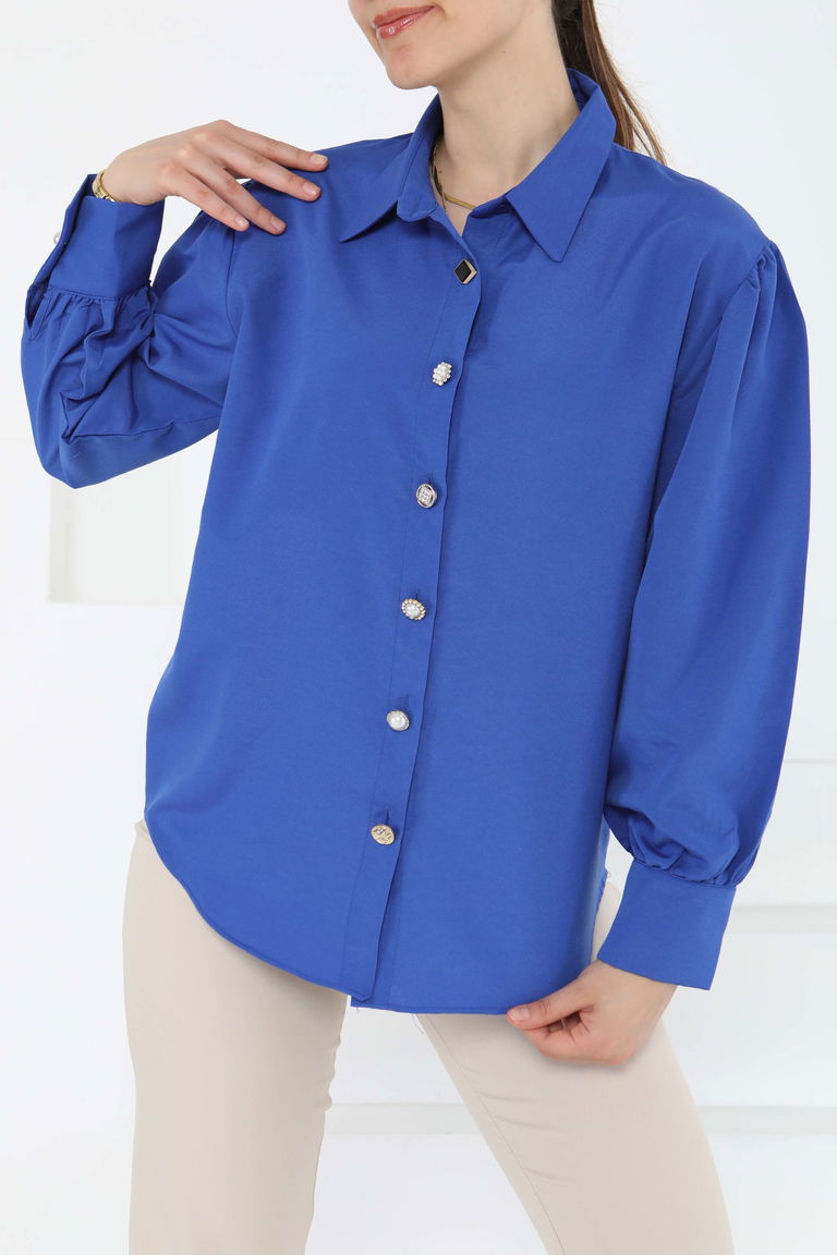 Taş Düğmeli Gömlek - 27245 - TOFİSA