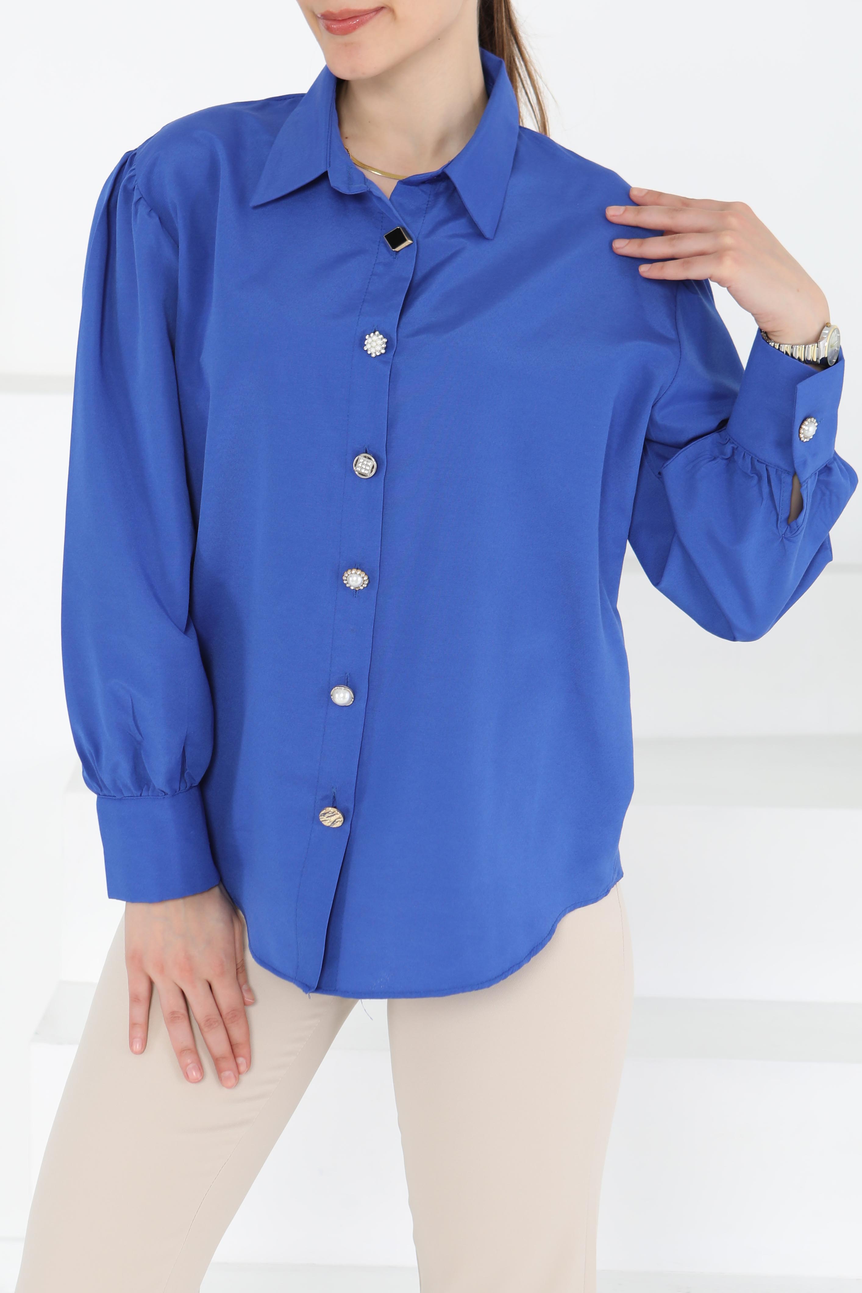 Taş Düğmeli Gömlek - 27245 - 3