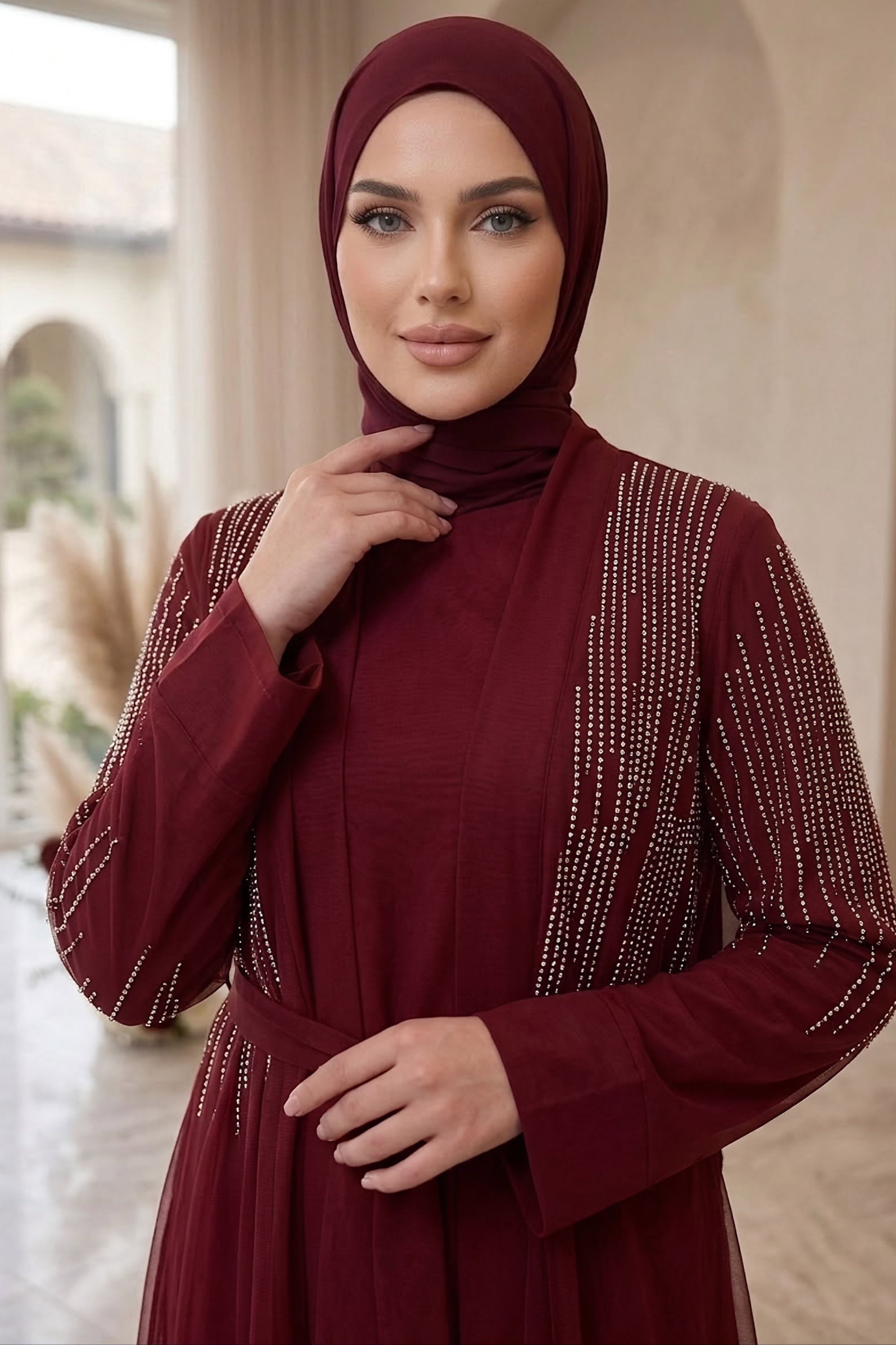 Taş Payetli İkili Takım Bordo - 28786-BORDO - 3