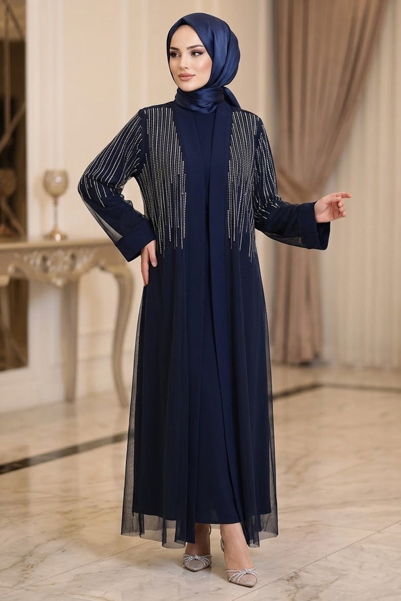 Taş Payetli İkili Takım Lacivert - 28786-LACIVERT - 1