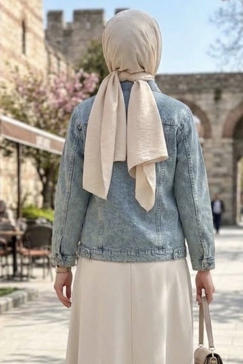 Taşlı Cepli Kot Ceket Buz Mavi - 29037-BUZ-MAVI - 3