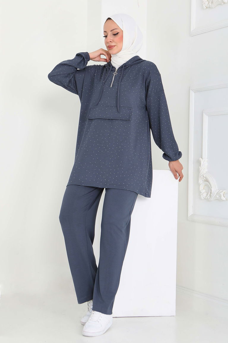 Taşlı Modal İkili Takım - 27861-FUME - TOFİSA