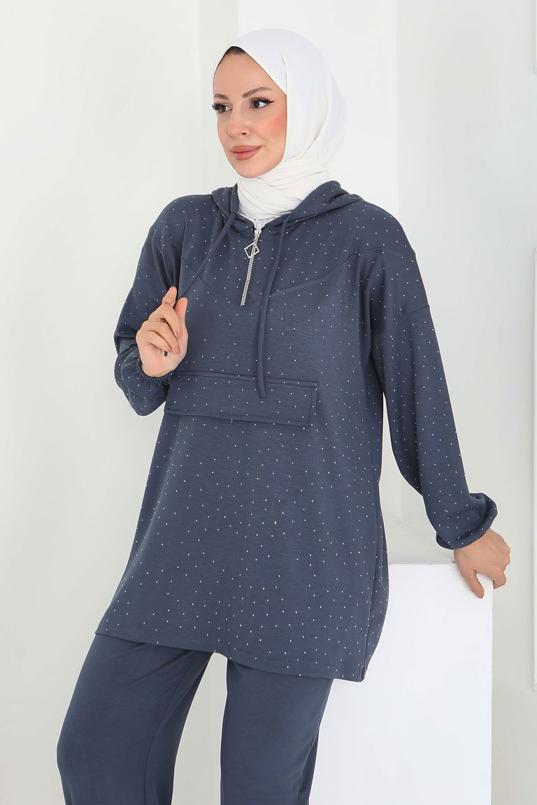 Taşlı Modal İkili Takım - 27861-FUME - TOFİSA