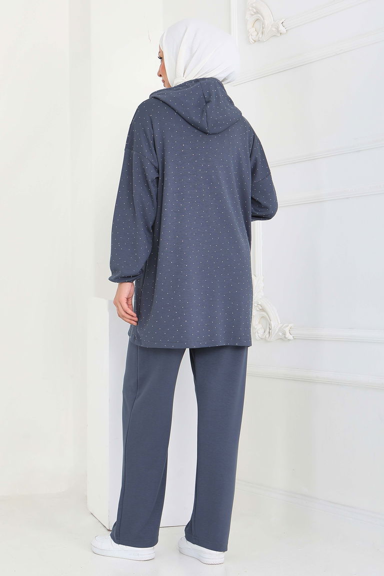 Taşlı Modal İkili Takım - 27861-FUME - TOFİSA