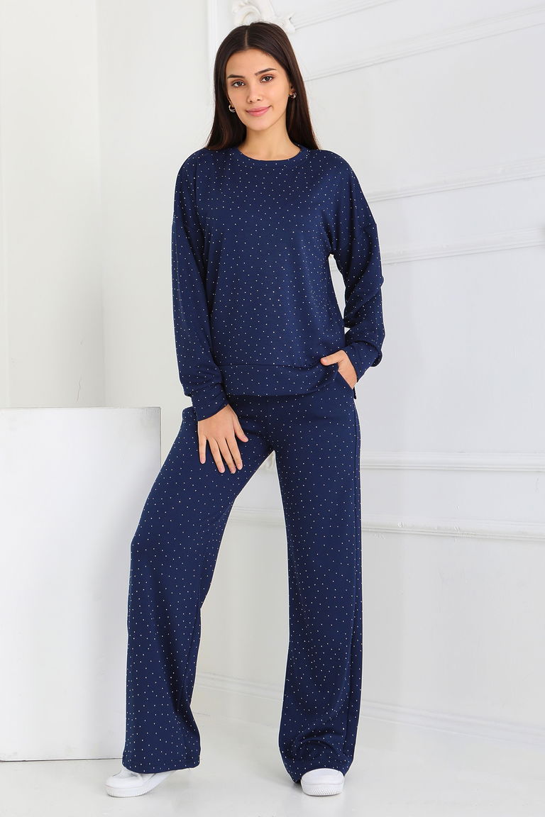 Taşlı Modal İkili Takım - 27868-LACIVERT - TOFİSA