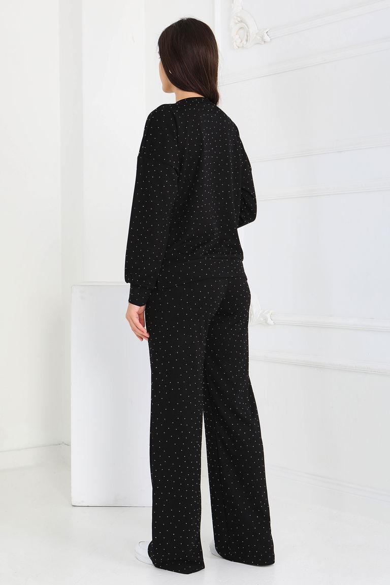 Taşlı Modal İkili Takım - 27868-SIYAH - TOFİSA