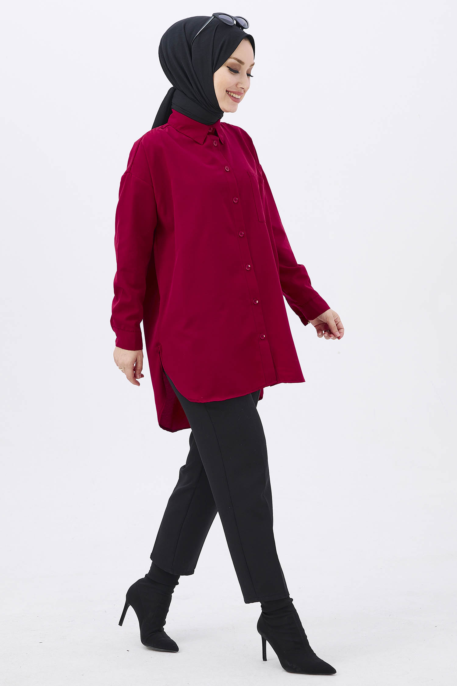 Tek Cepli Gömlek Bordo - 27087 - 30