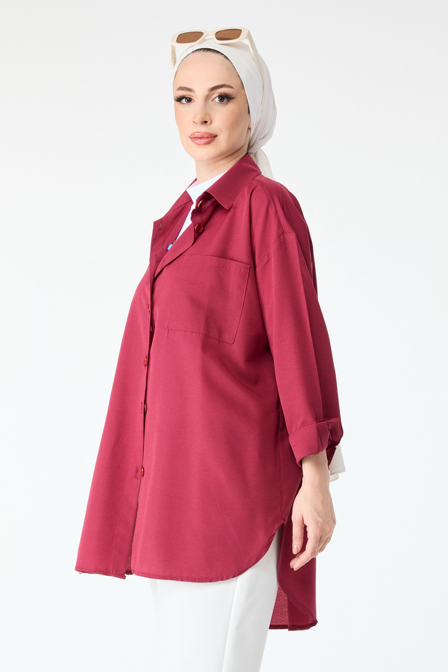 Tek Cepli Gömlek Bordo - 27087 - 3
