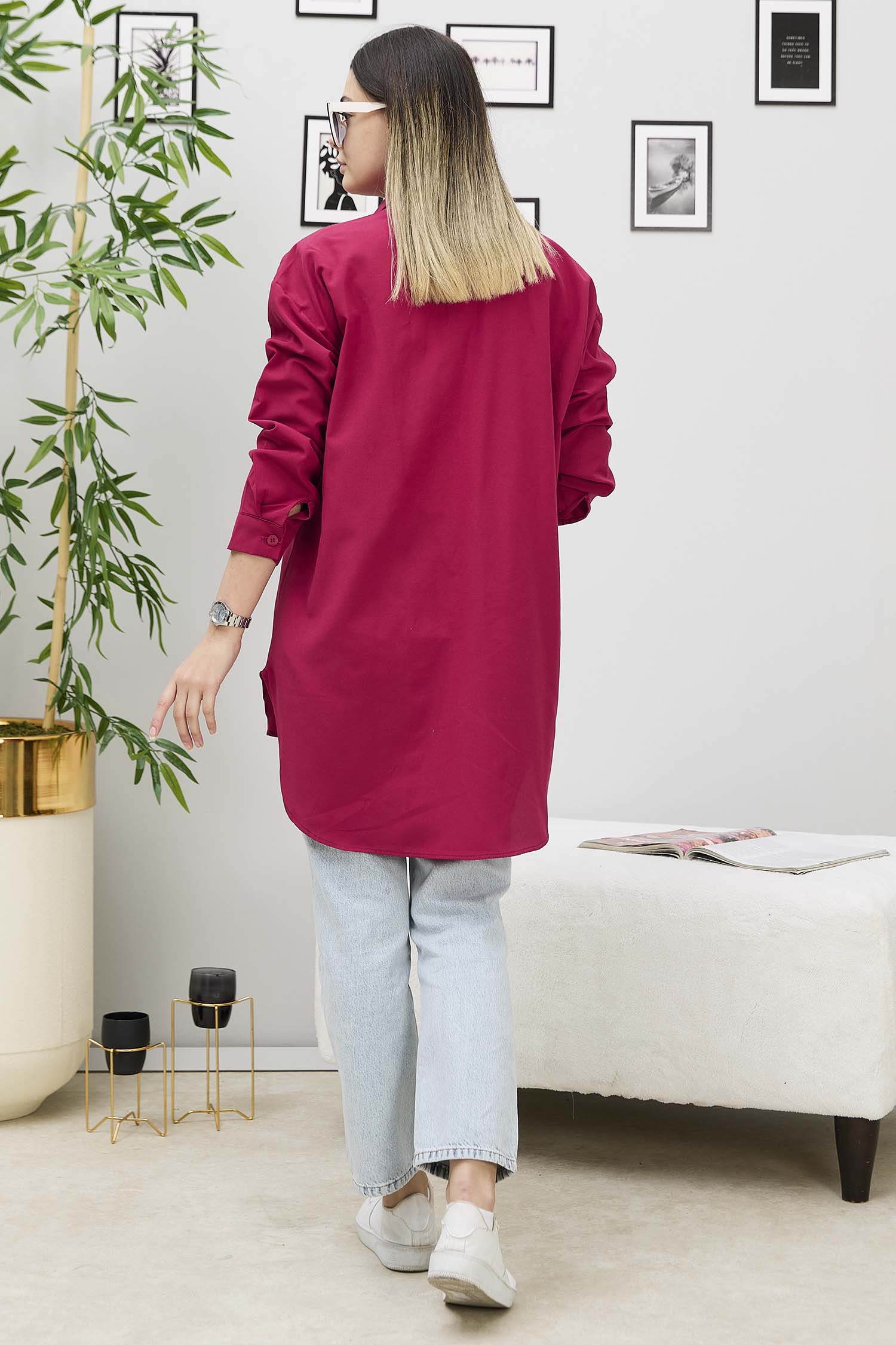 Tek Cepli Gömlek Bordo - 27087 - 7