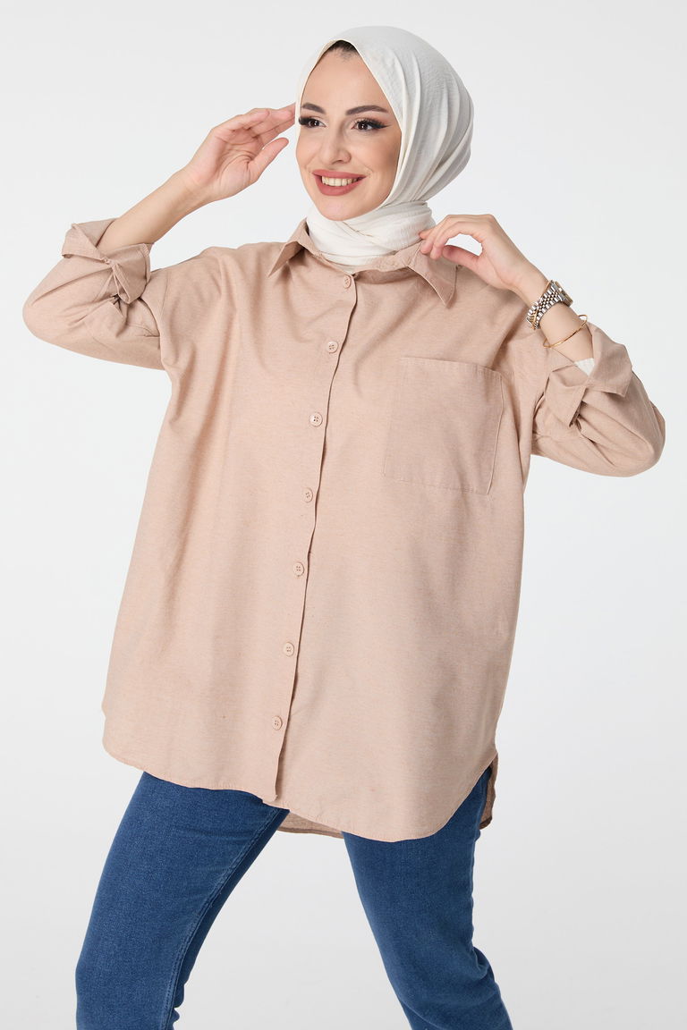 Tek Cepli Gömlek Vizon - 27087 - TOFİSA