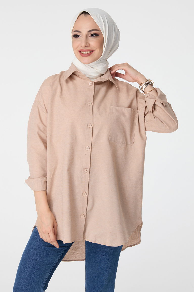 Tek Cepli Gömlek Vizon - 27087 - TOFİSA