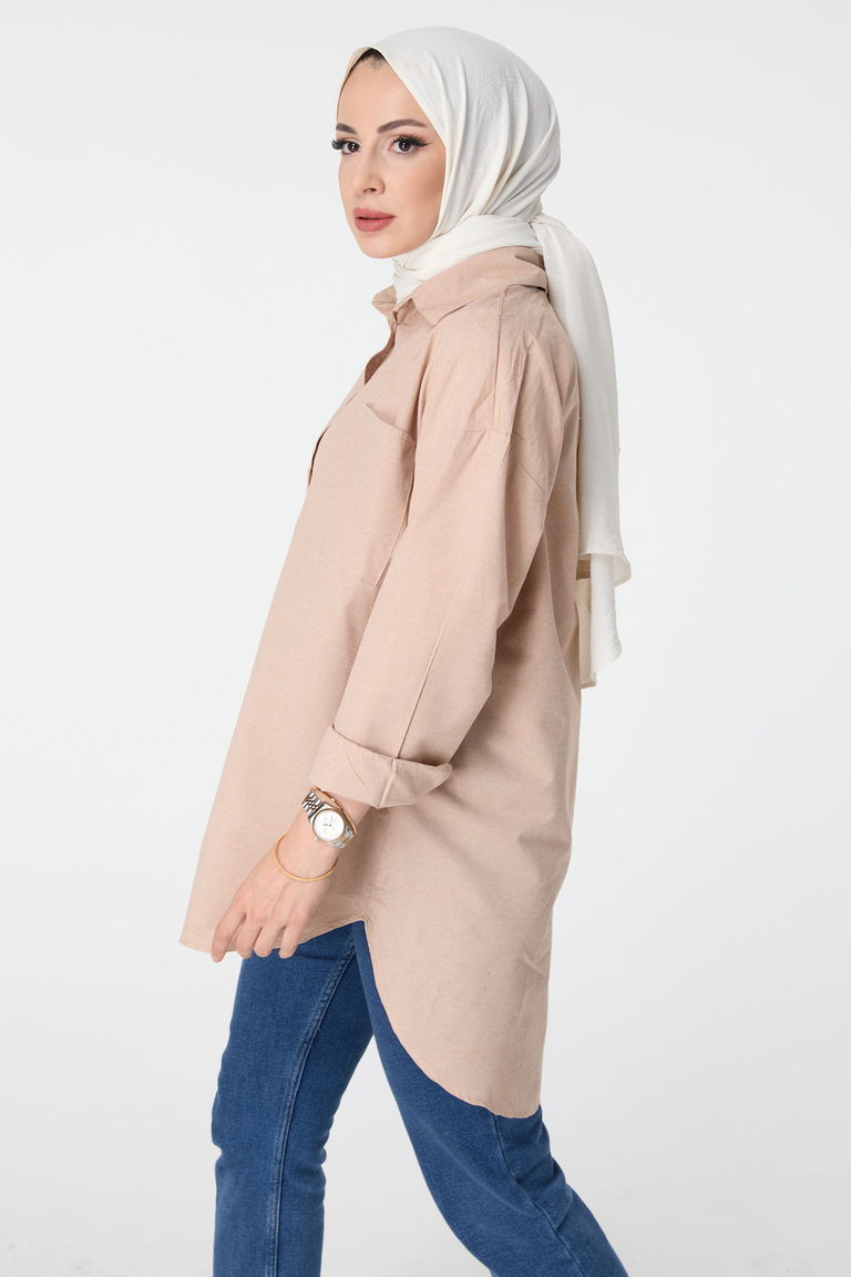 Tek Cepli Gömlek Vizon - 27087 - TOFİSA