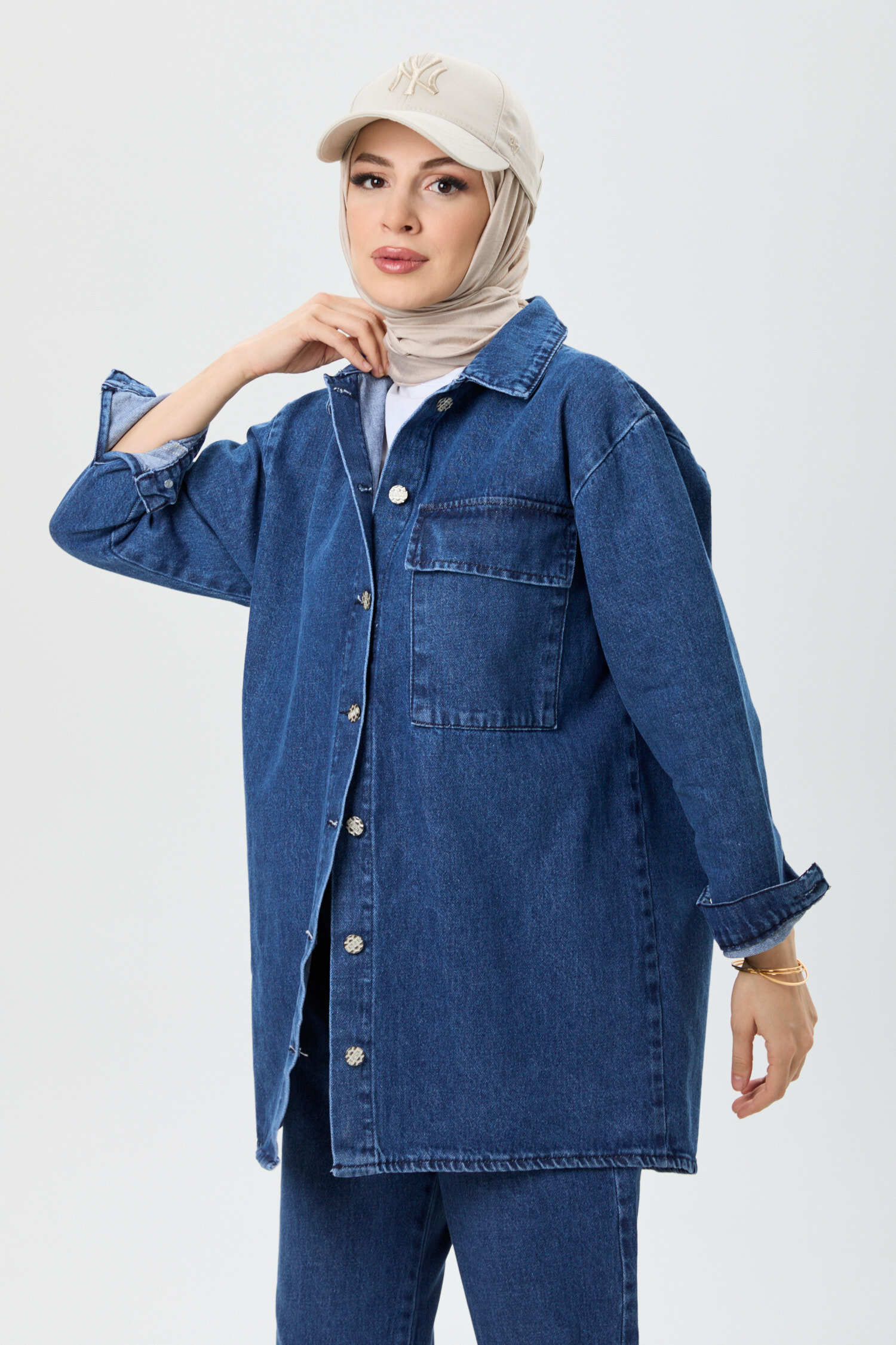 Tek Cepli İkili Kot Takım Koyu Mavi - K3009-KOYU-MAVI - 4