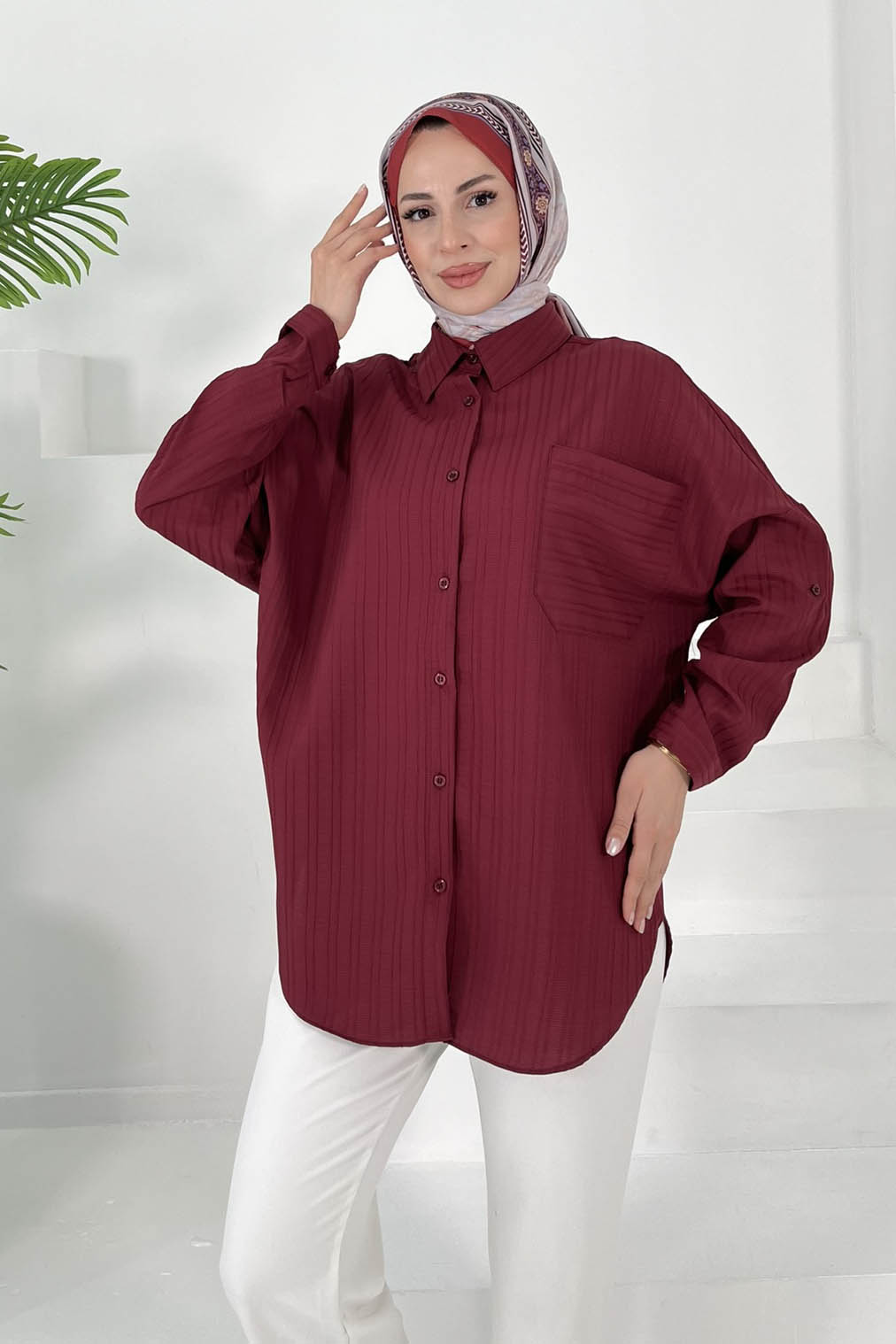 Tek Cepli Tunik Bordo - 27018 - 1
