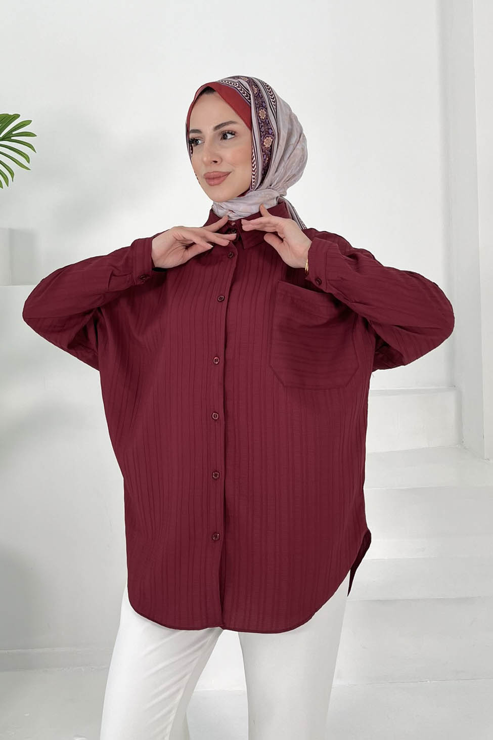 Tek Cepli Tunik Bordo - 27018 - 2