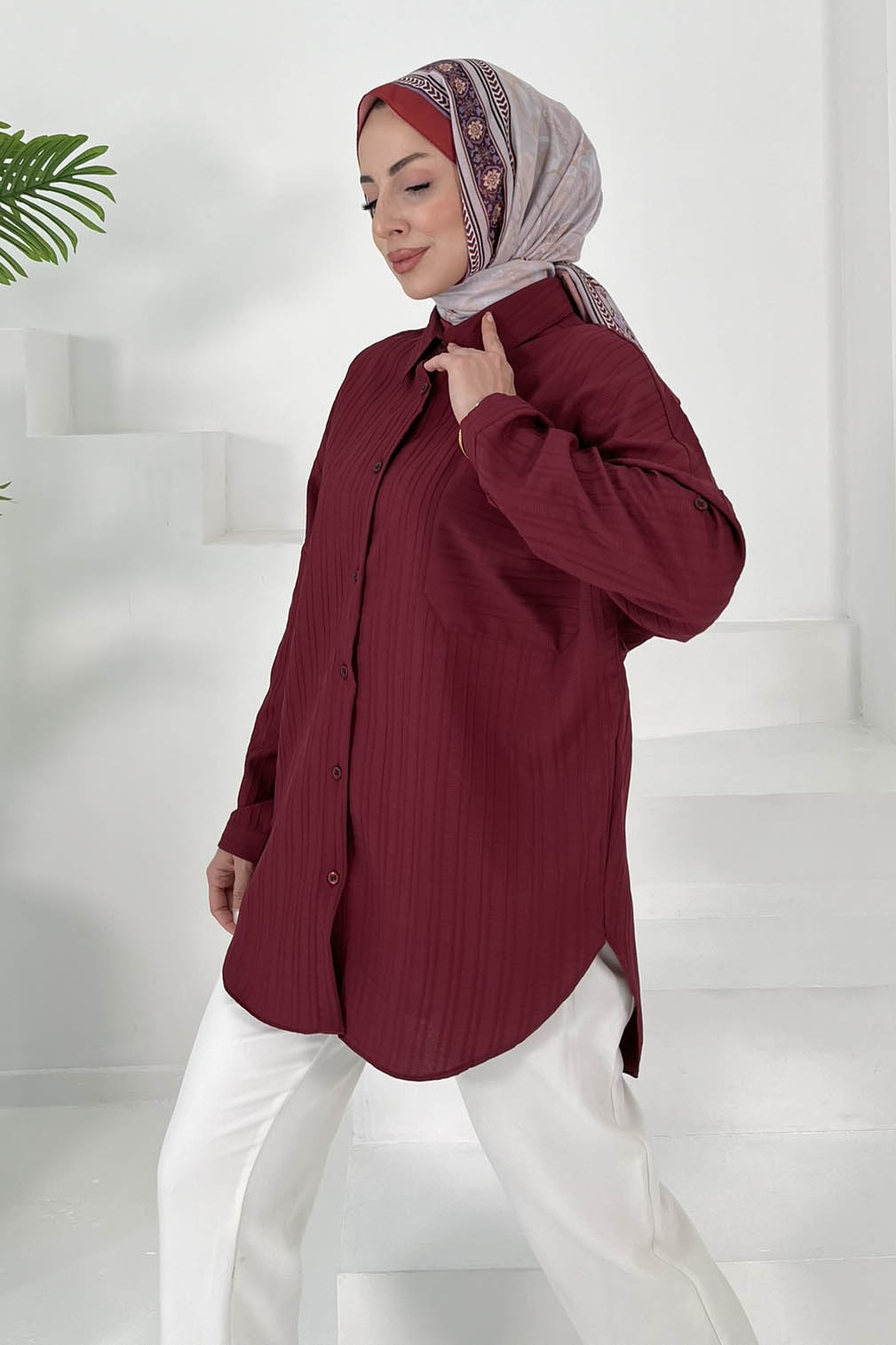 Tek Cepli Tunik Bordo - 27018 - 3