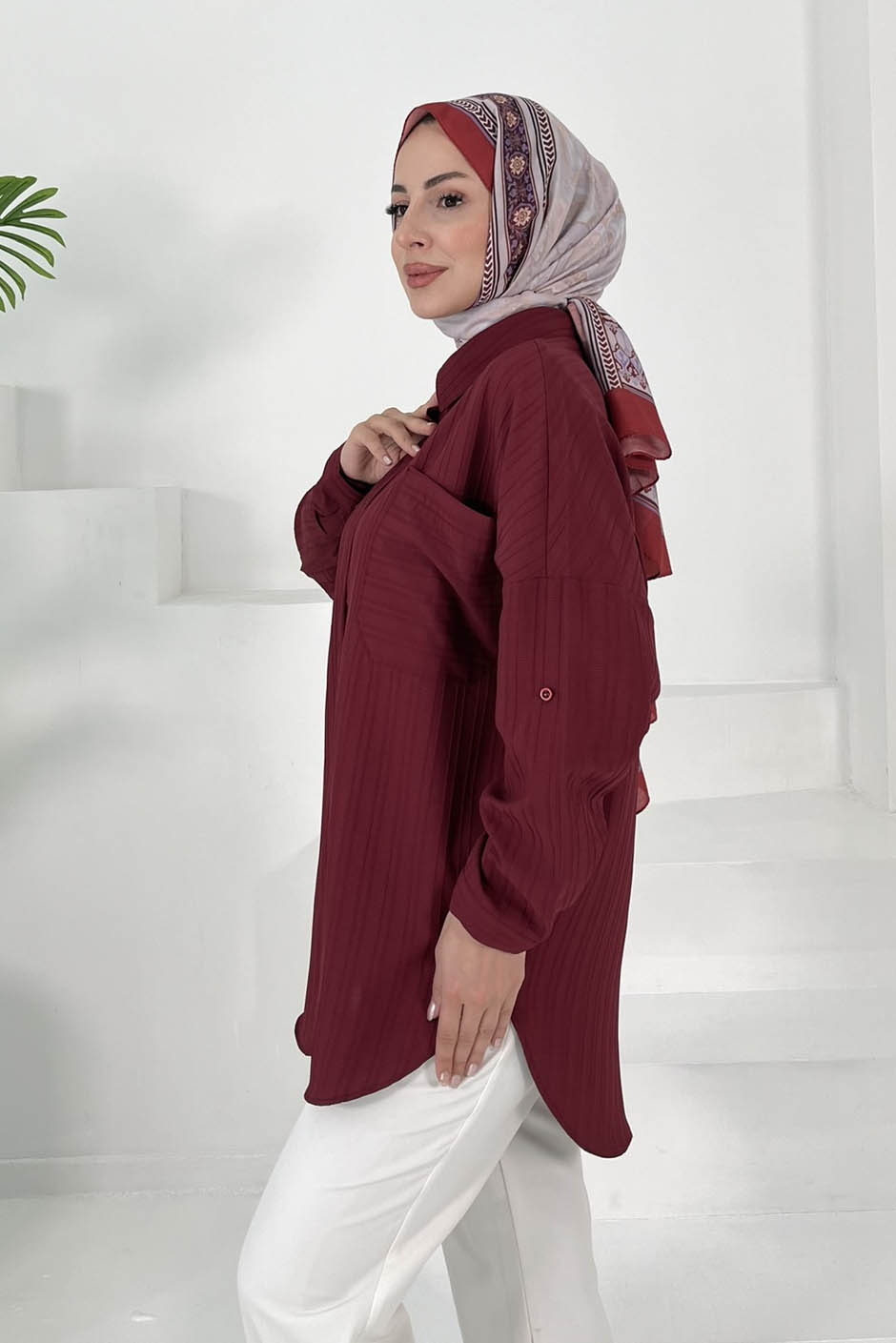 Tek Cepli Tunik Bordo - 27018 - 5