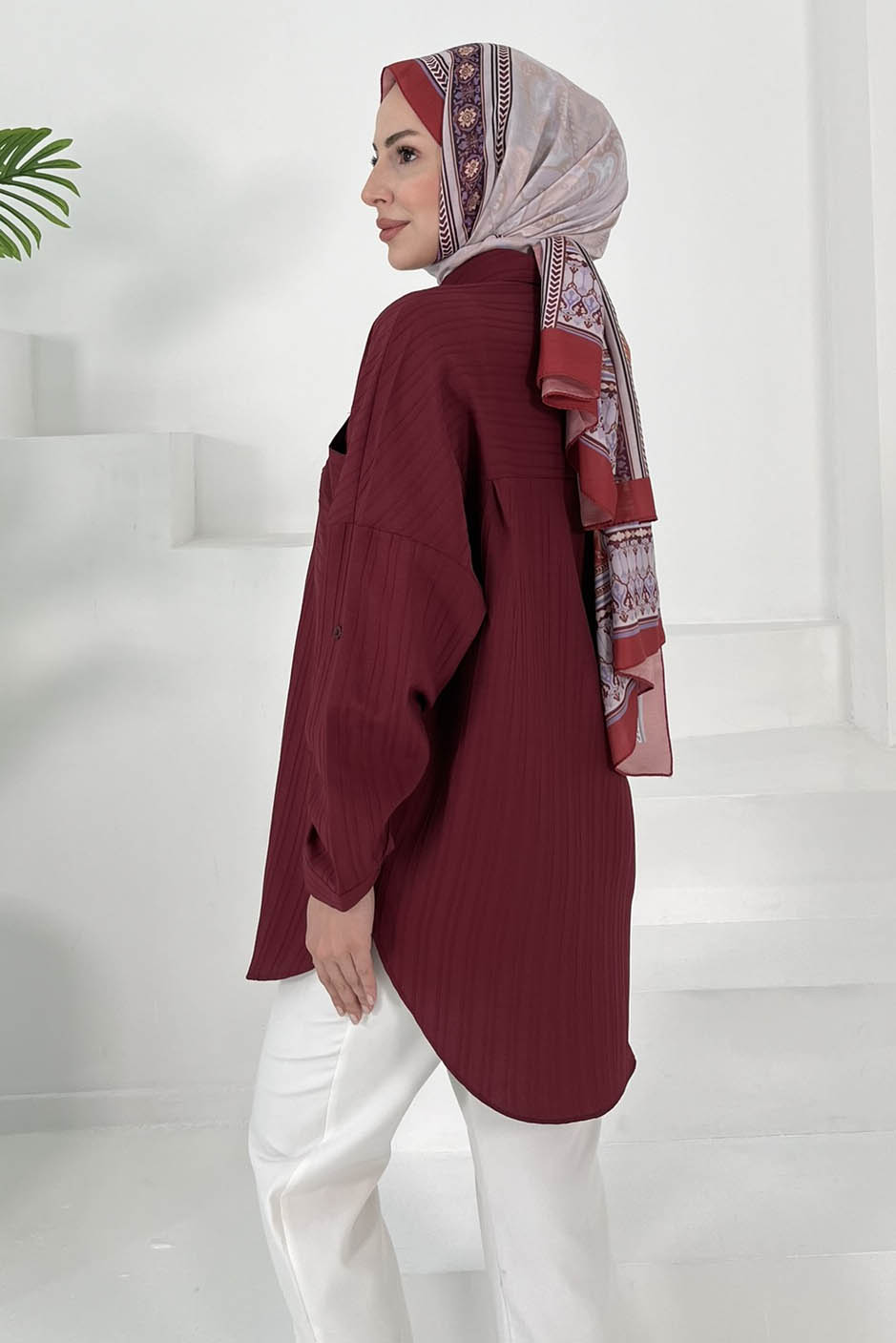 Tek Cepli Tunik Bordo - 27018 - 6