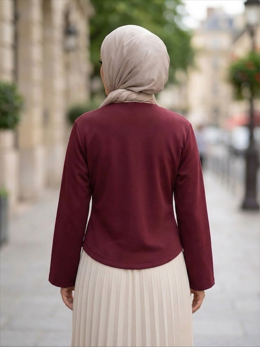 Tek Düğmeli Dabıl Ceket Bordo - 28898-BORDO - 4