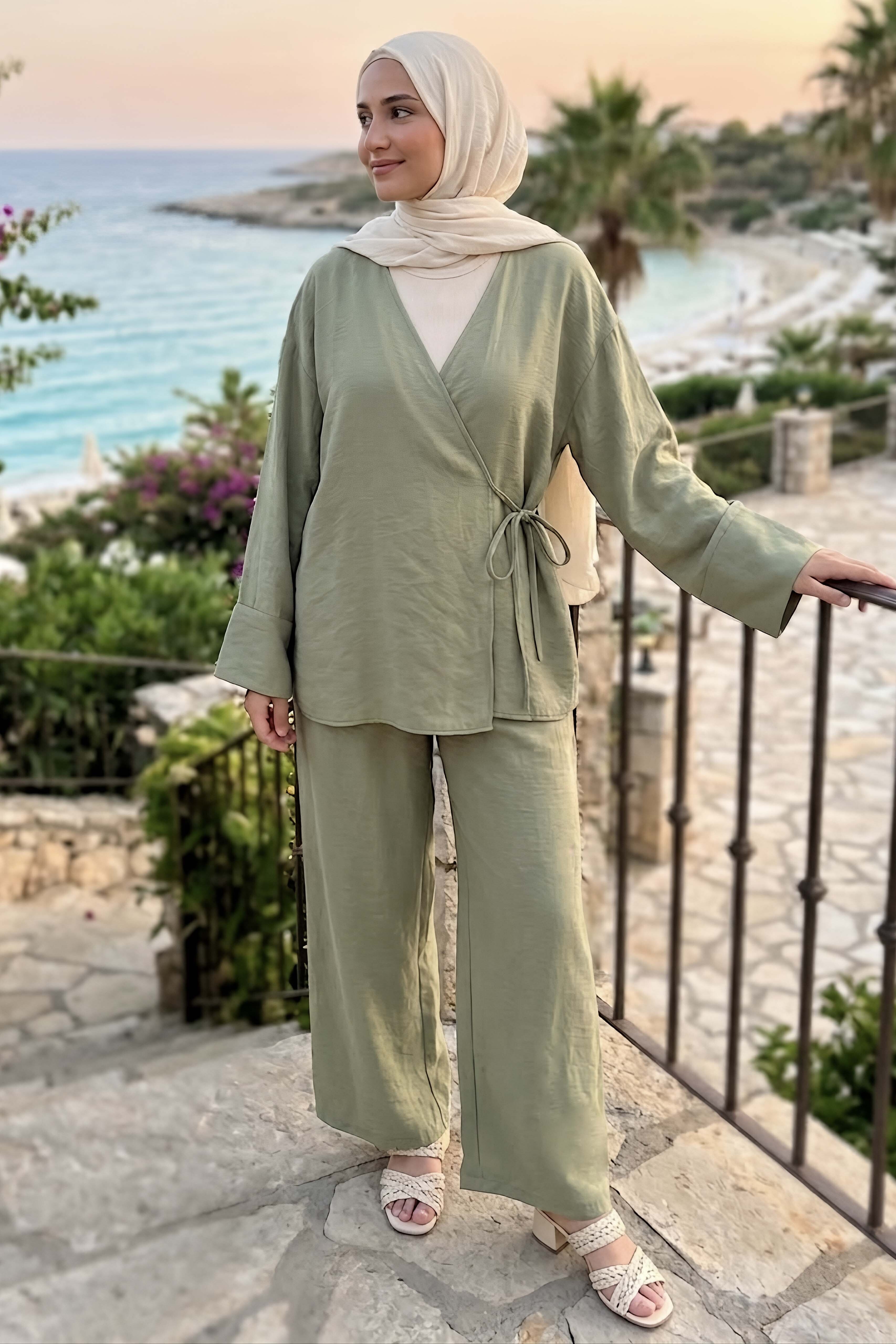 Tensel Ceket Pantolon İkili Takım Haki - 28511-HAKI - 2