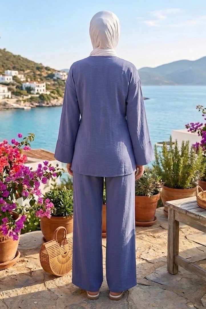 Tensel Ceket Pantolon İkili Takım Indigo - 28511-INDIGO - 3