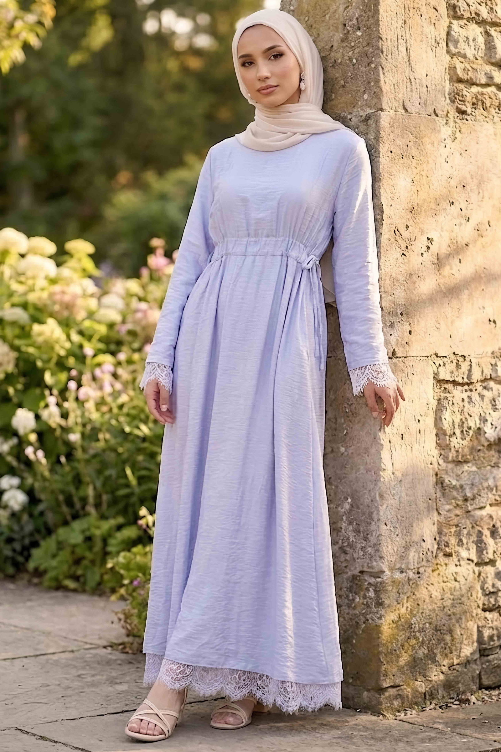 Tensel Güpürlü Elbise Lila - 28816-LILA - 2
