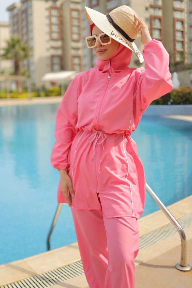 Tesettür Mayo Takımı Pembe - 27096 - TOFİSA