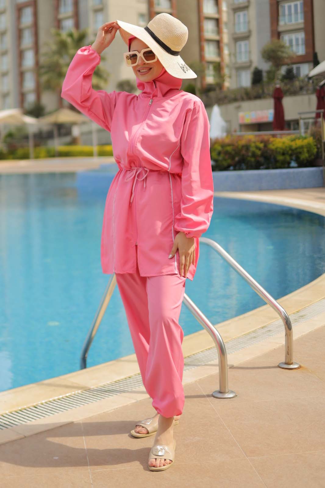 Tesettür Mayo Takımı Pembe - 27096 - 2